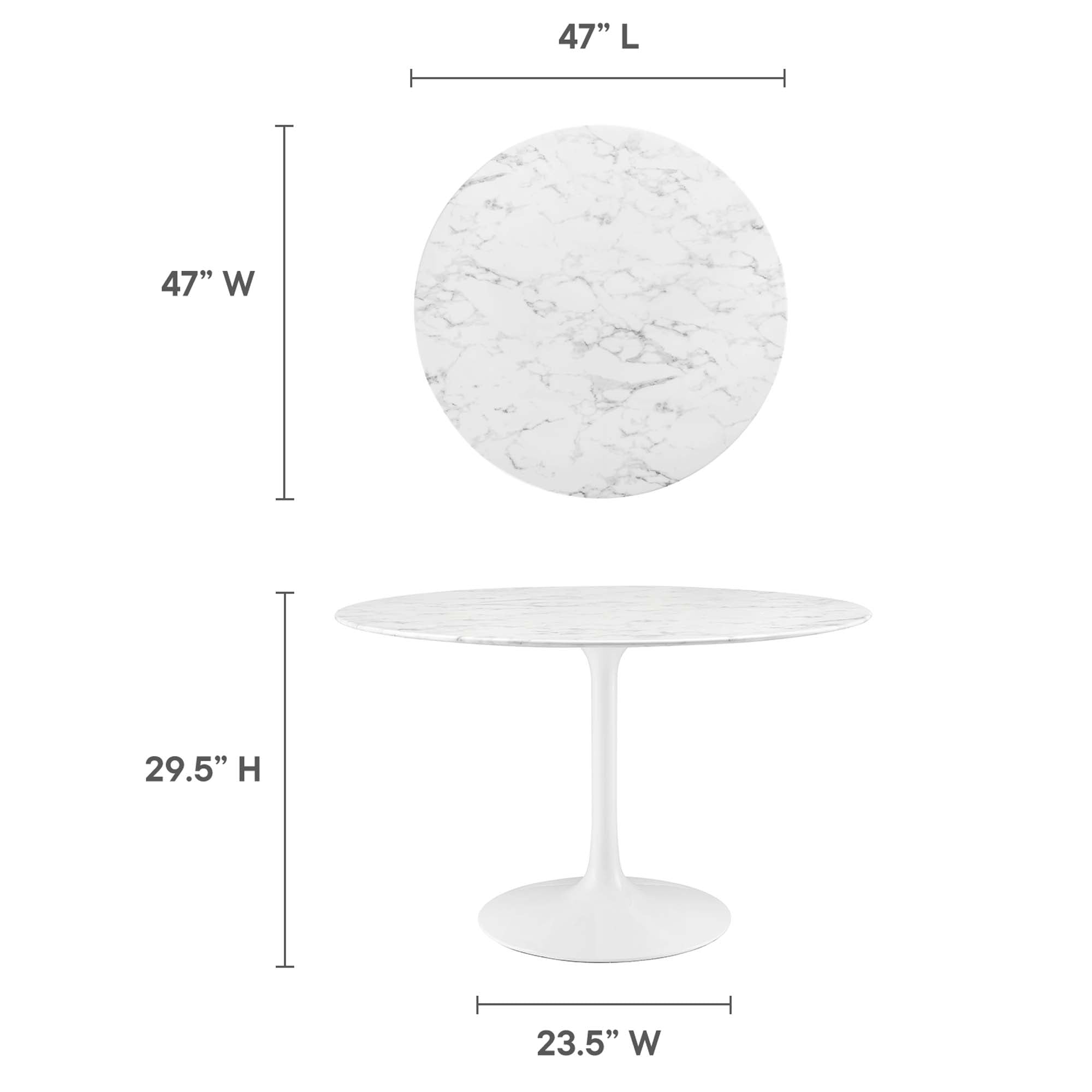 Modway Lippa 48" Round Faux Marble Dining Table