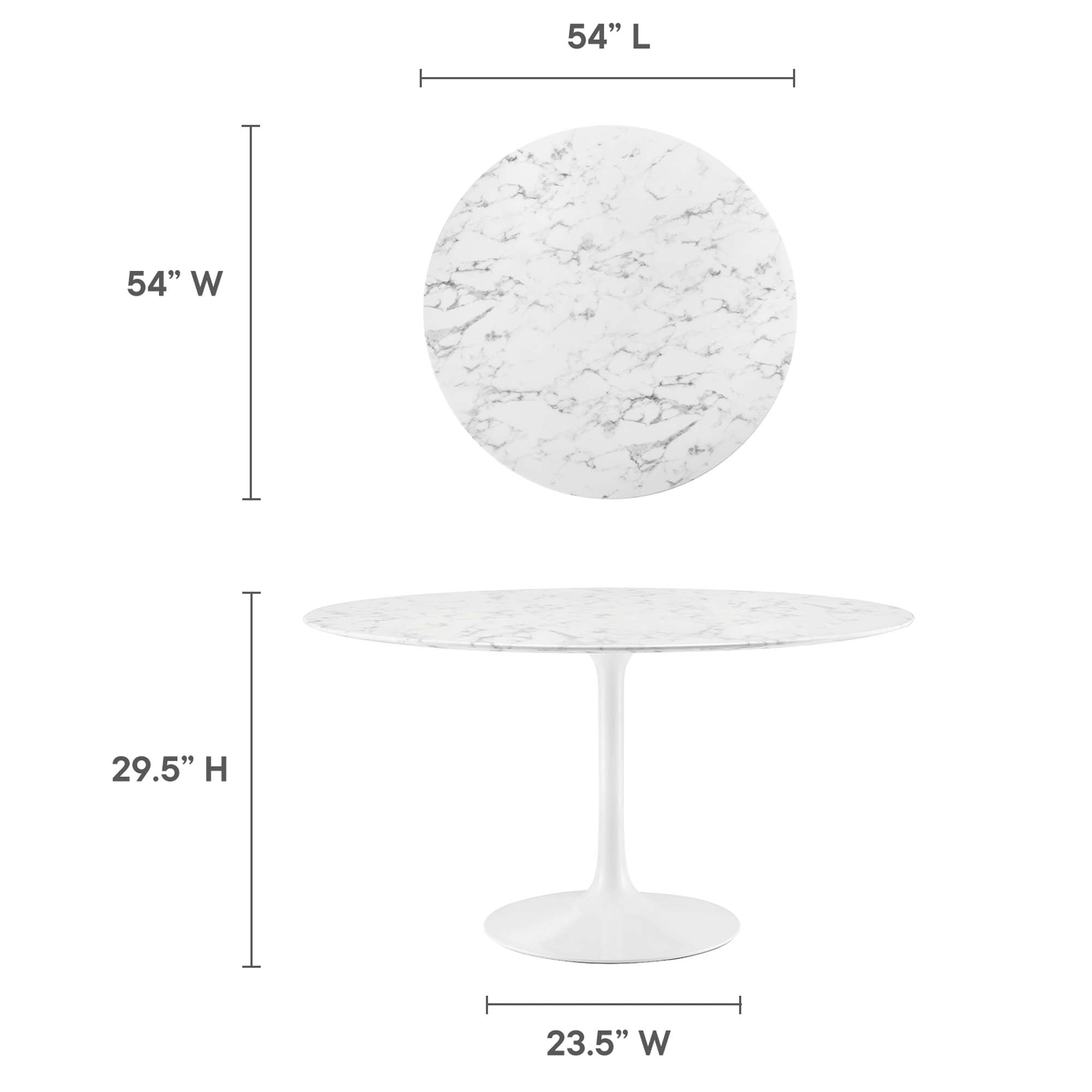 Modway Lippa 54" Round Faux Marble Dining Table