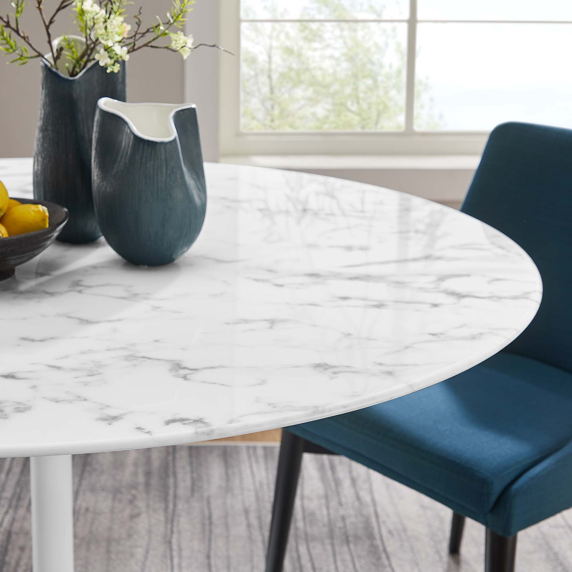 Modway Lippa 54" Round Faux Marble Dining Table