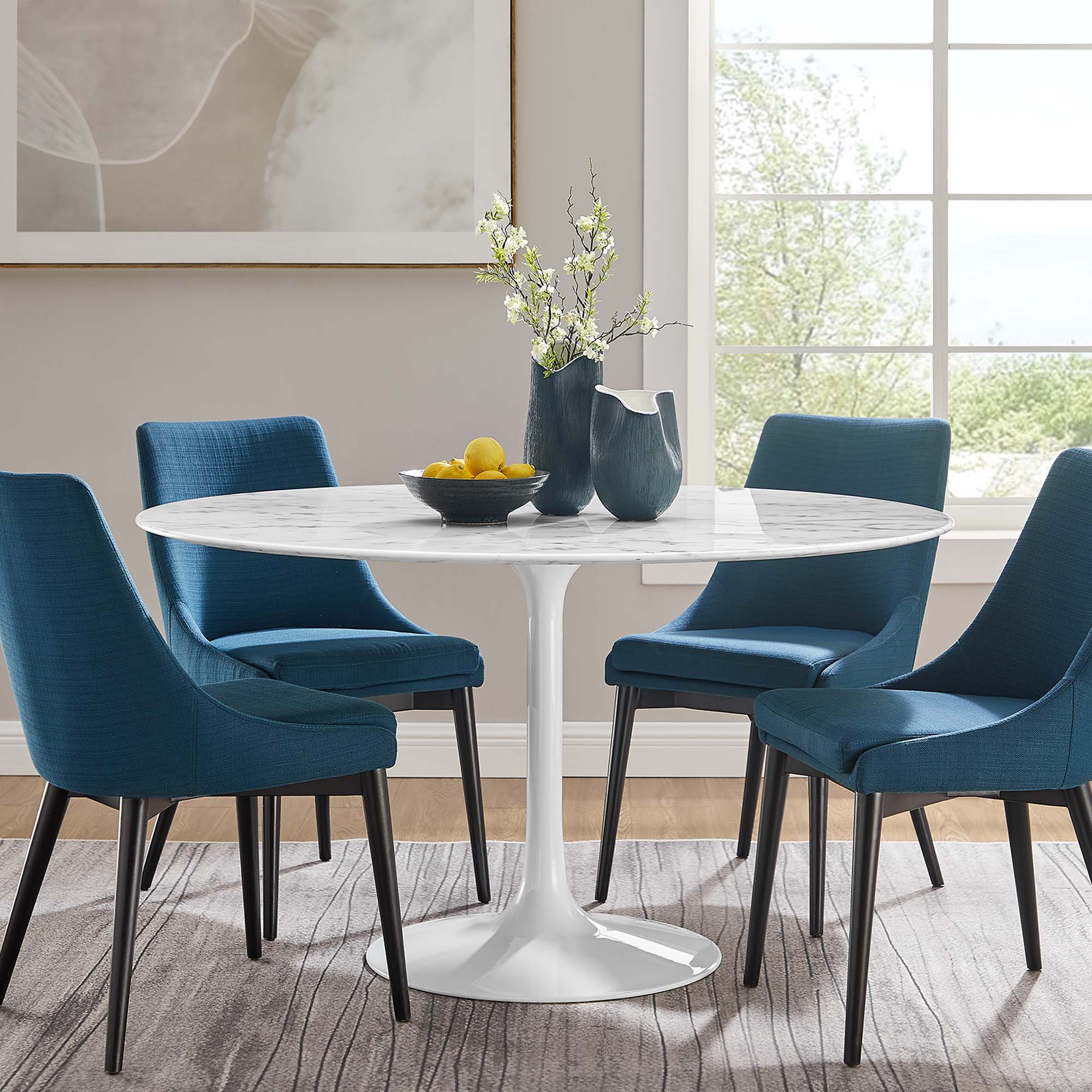 Modway Lippa 54" Round Faux Marble Dining Table