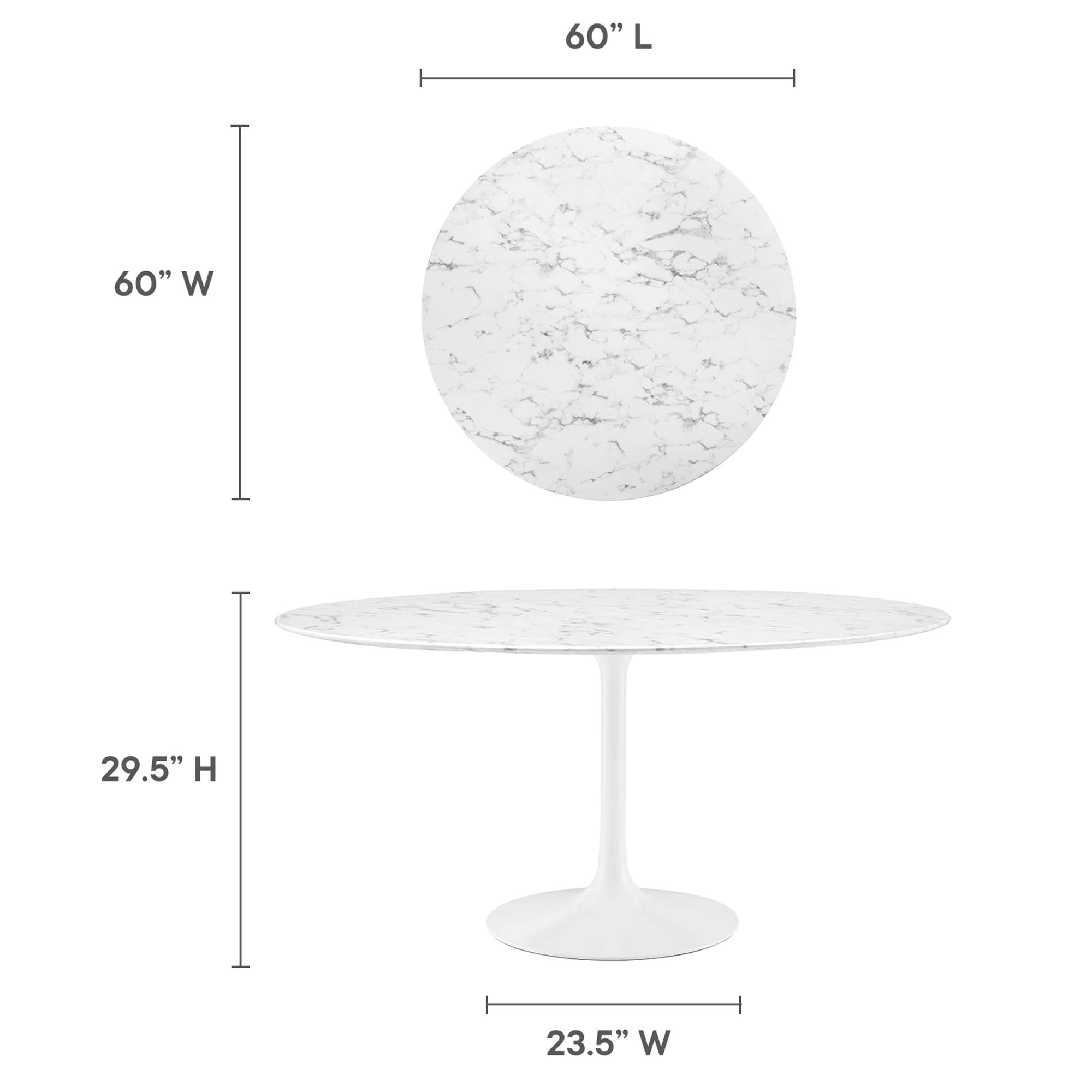Modway Lippa 60" Round Faux Marble Dining Table