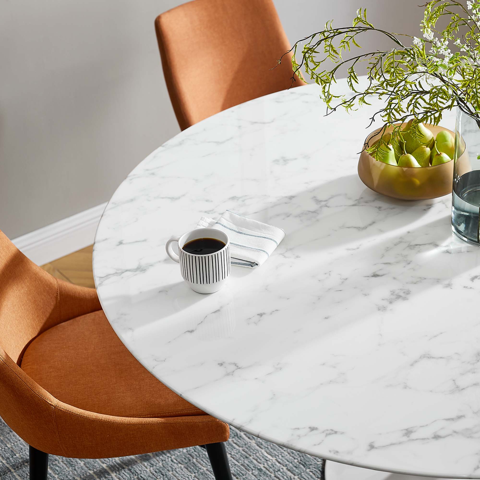 Modway Lippa 60" Round Faux Marble Dining Table