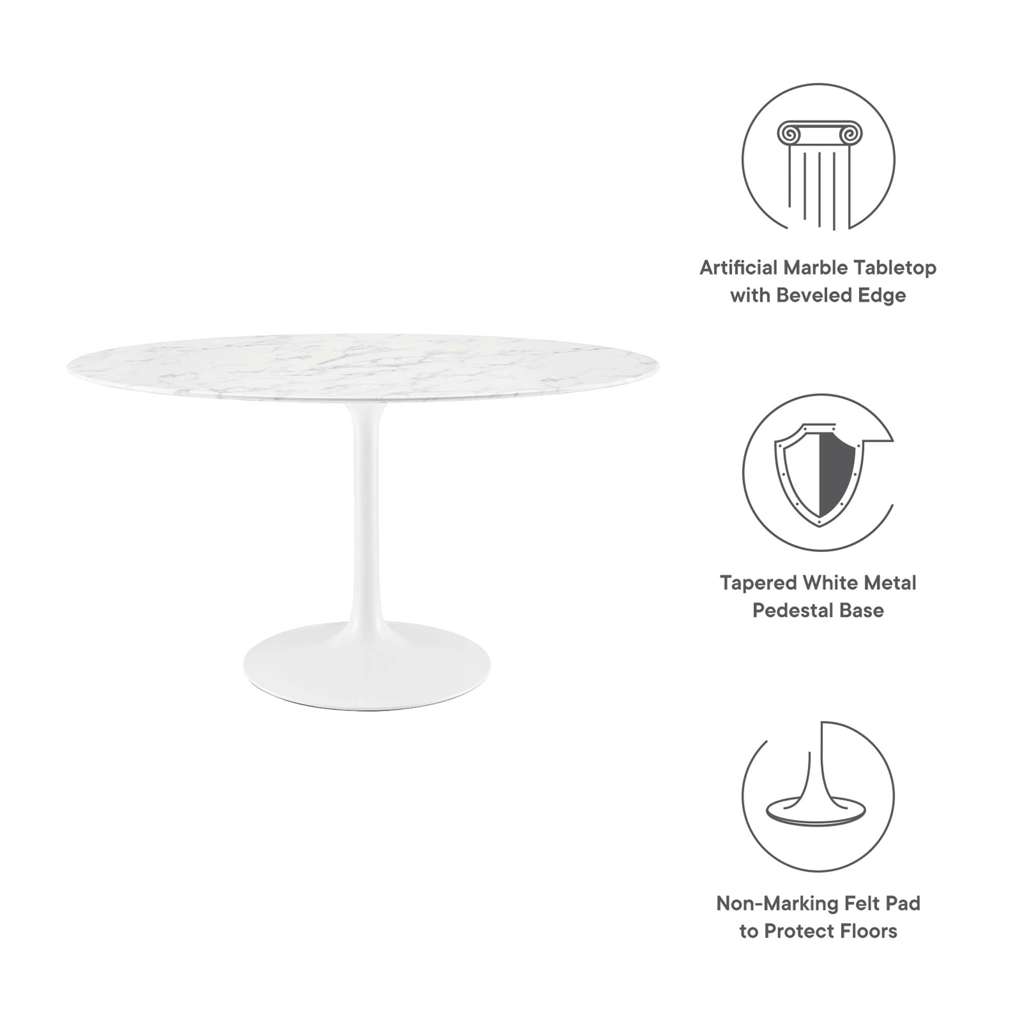 Modway Lippa 54" Oval Faux Marble Dining Table