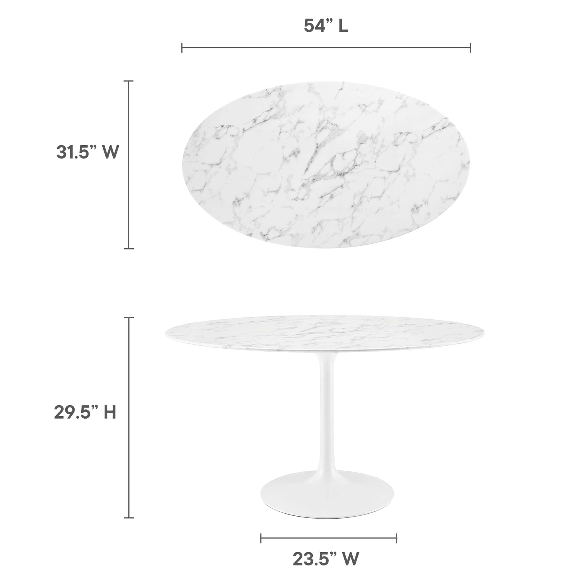 Modway Lippa 54" Oval Faux Marble Dining Table