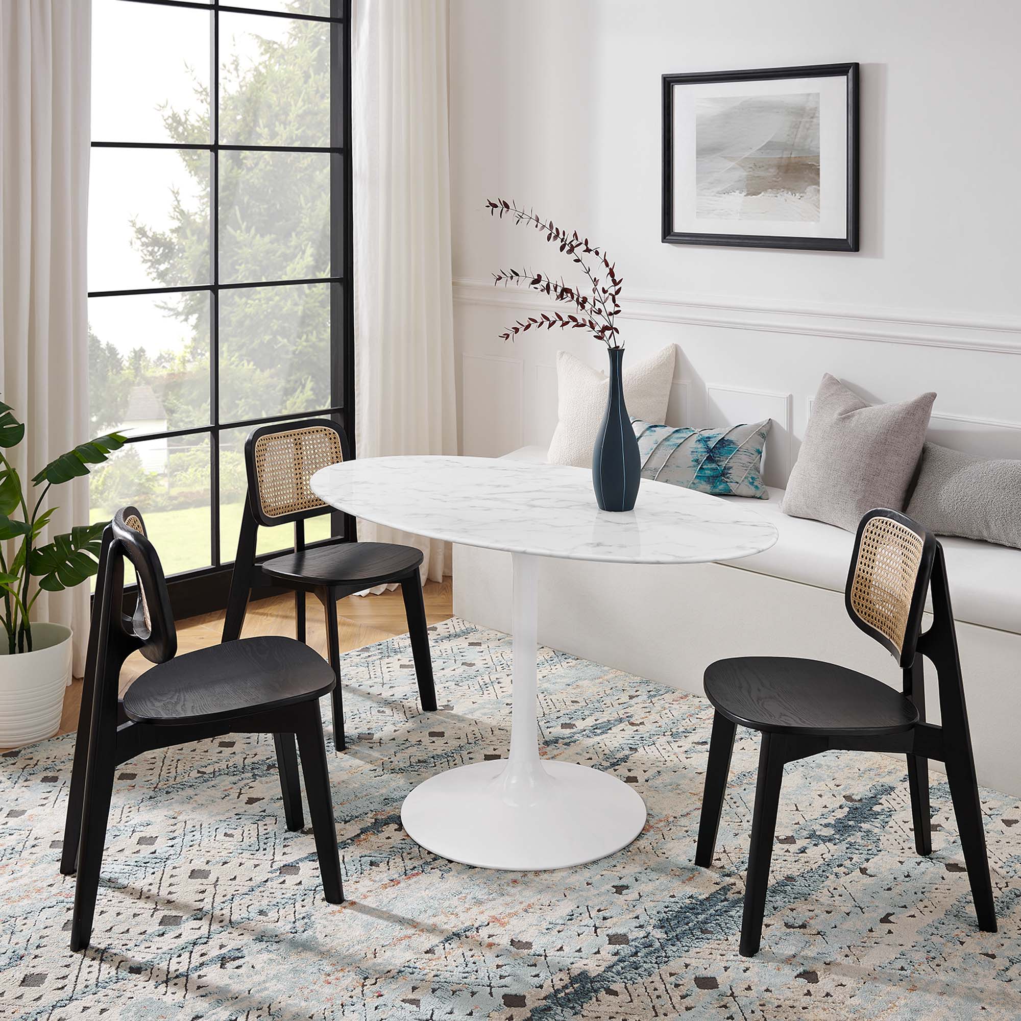 Modway Lippa 54" Oval Faux Marble Dining Table