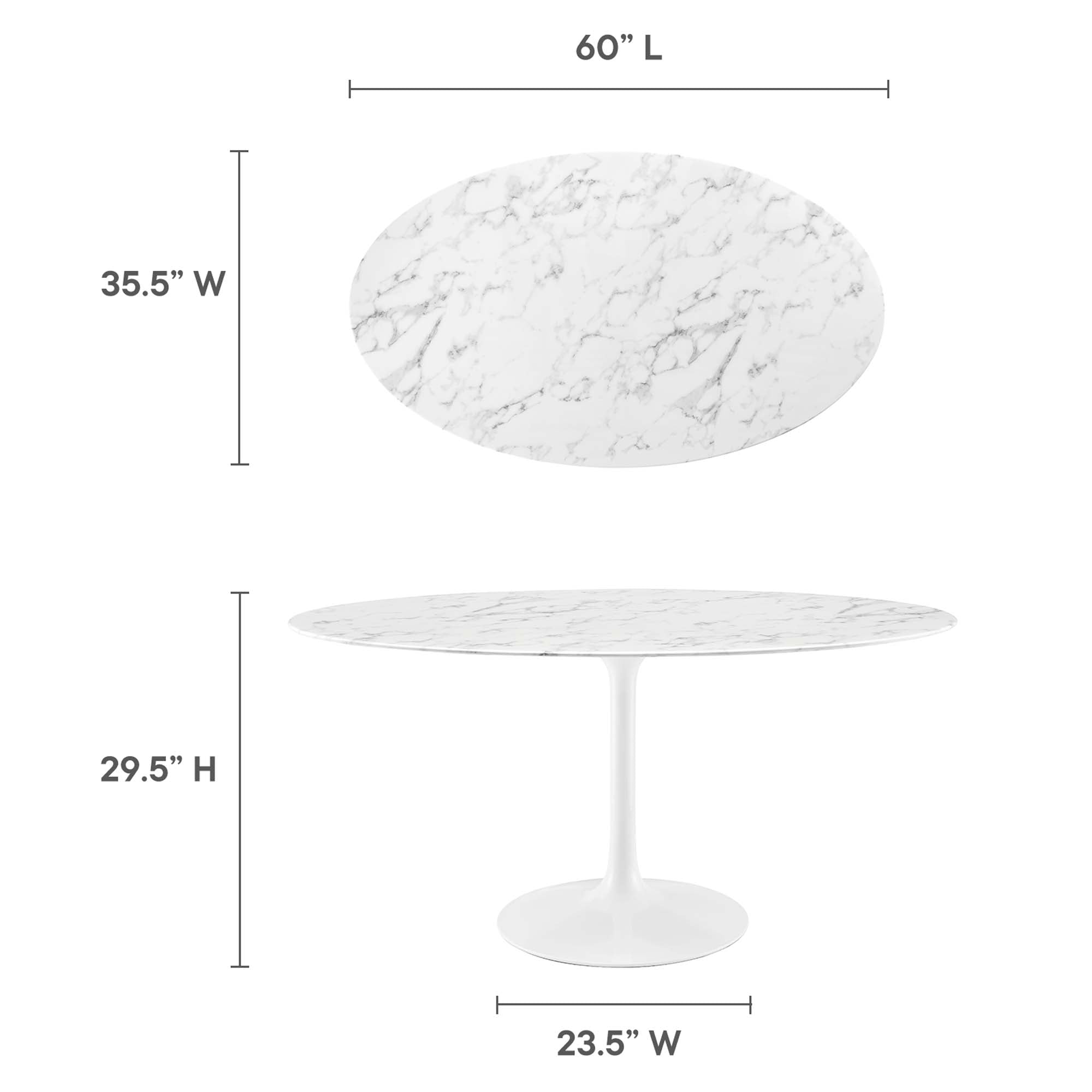 Modway Lippa 60" Oval Faux Marble Dining Table