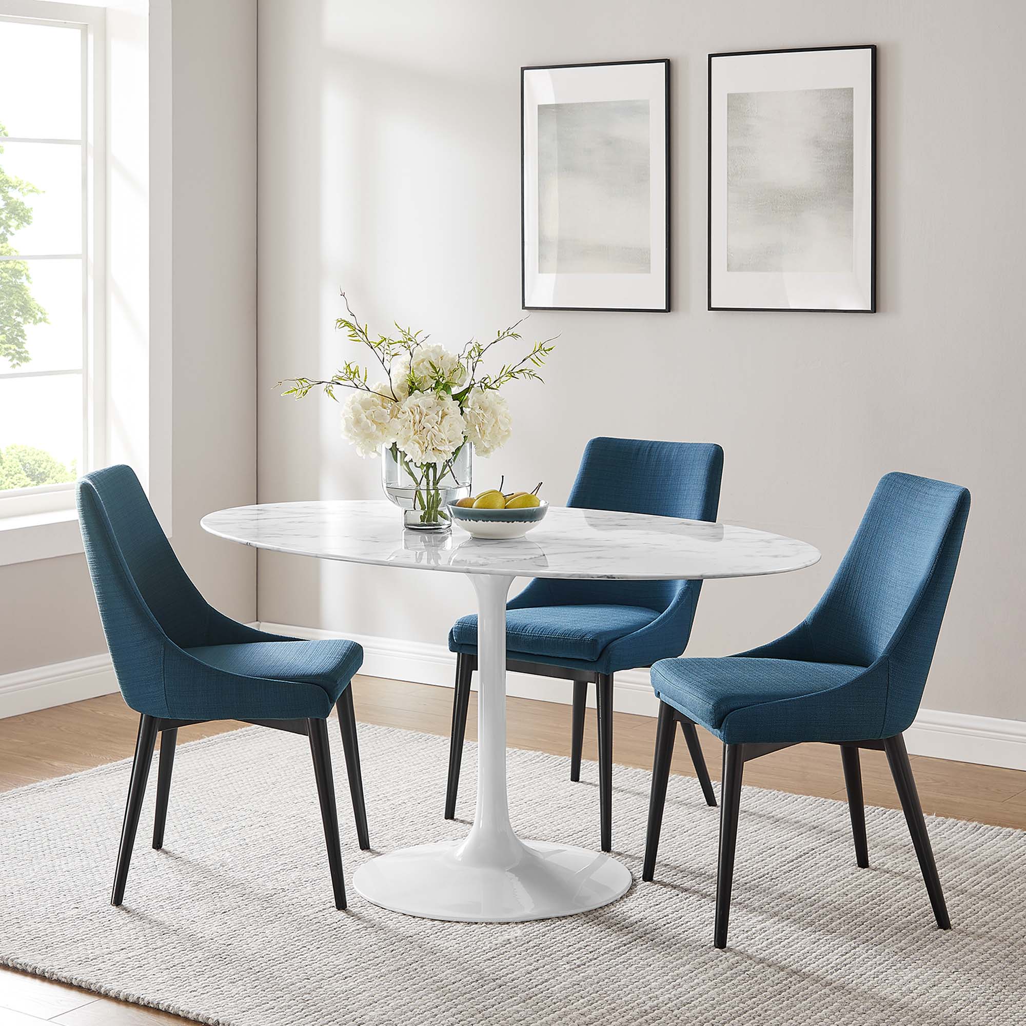 Modway Lippa 60" Oval Faux Marble Dining Table