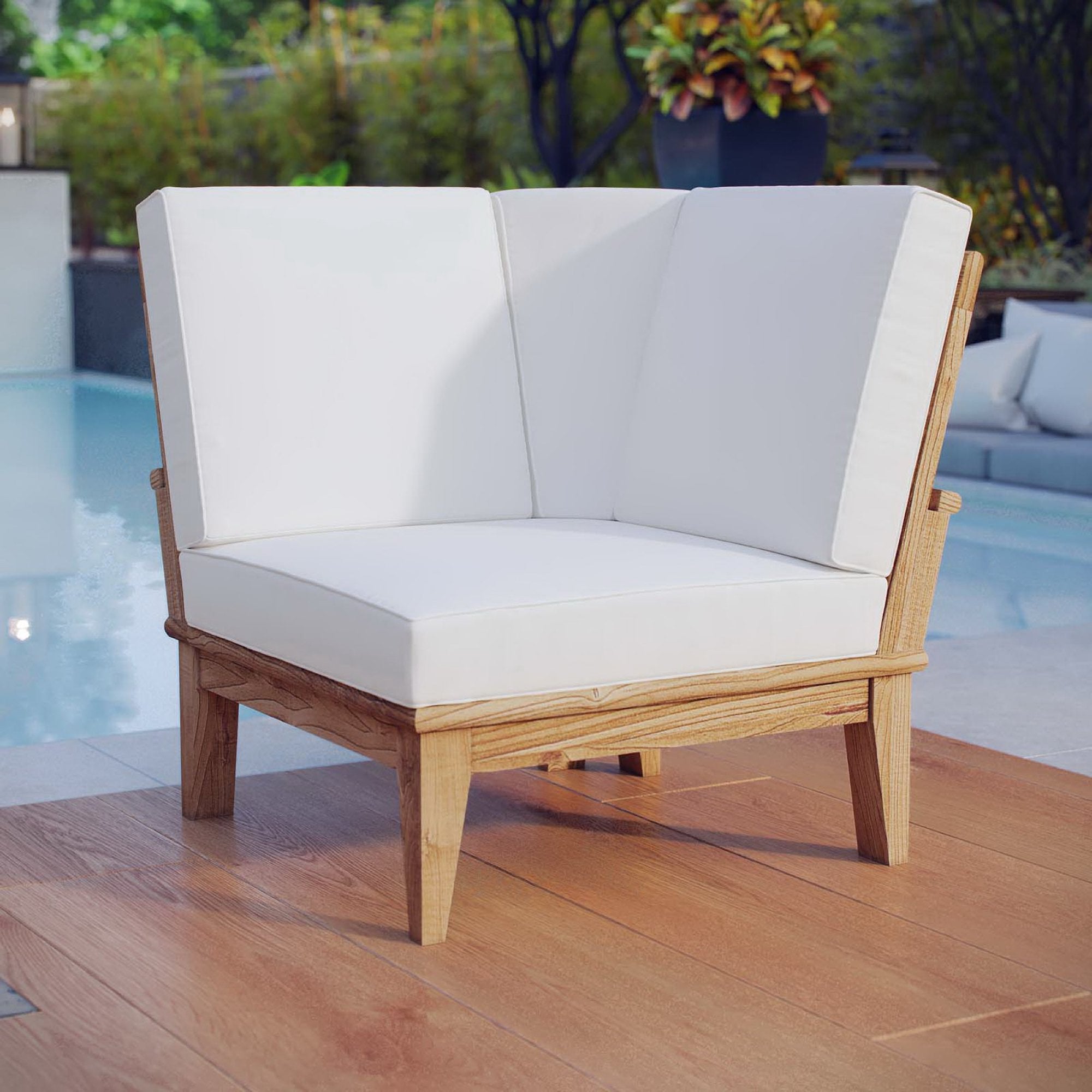 Modway Marina Outdoor Patio Teak Corner Sofa