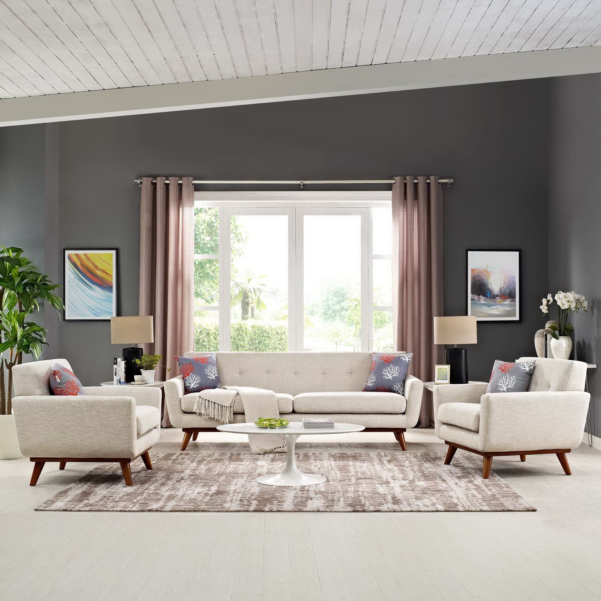 Modway Engage Armchairs and Sofa Set of 3