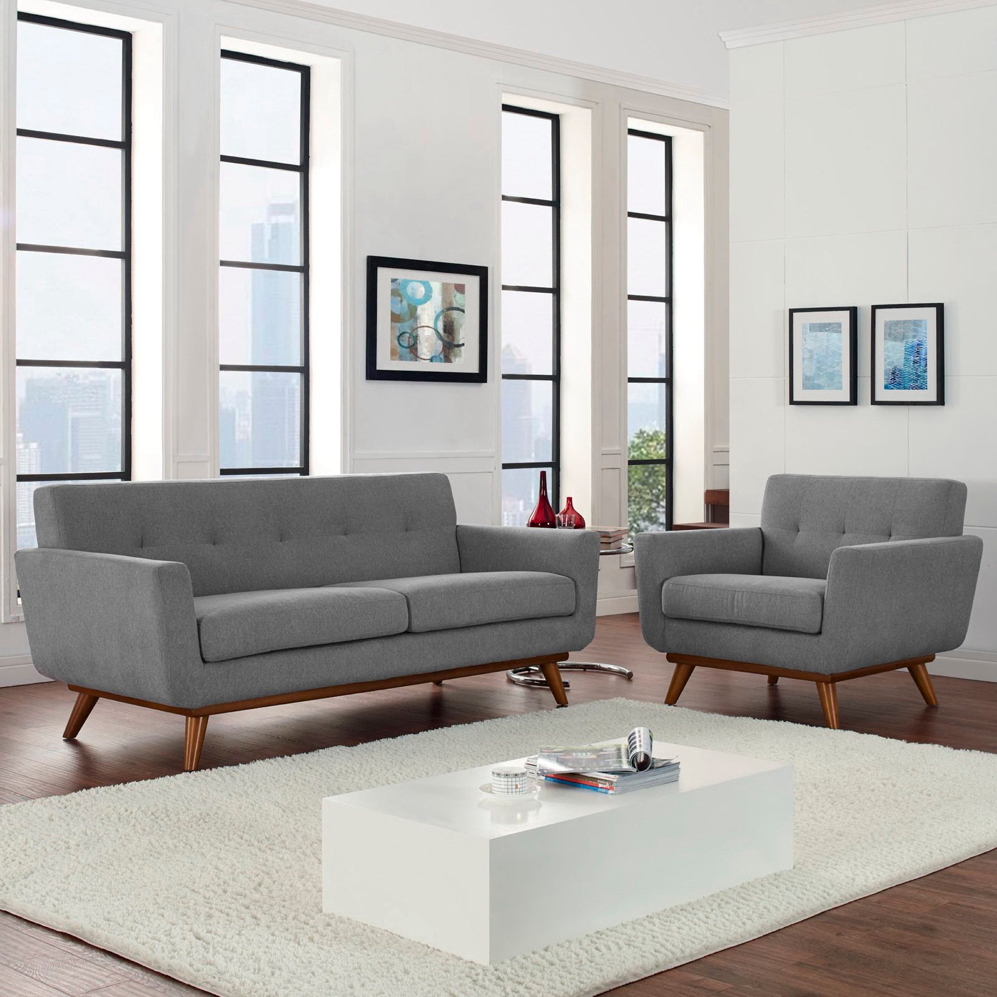 Modway Engage Armchair and Loveseat Set of 2