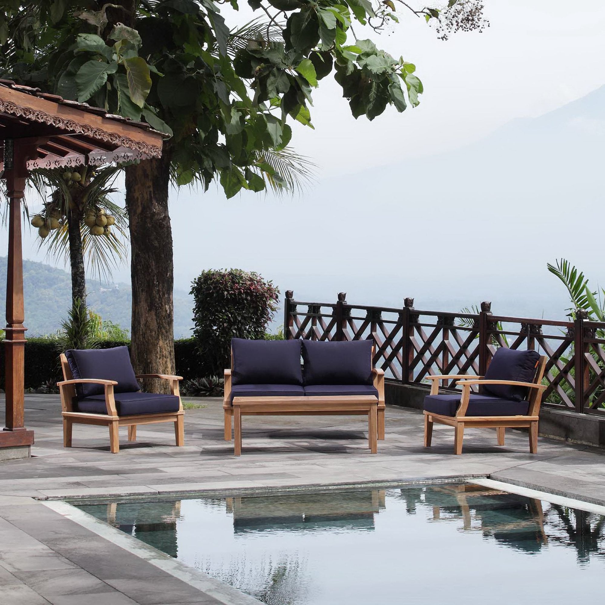 Modway Marina 4 Piece Outdoor Patio Teak Set