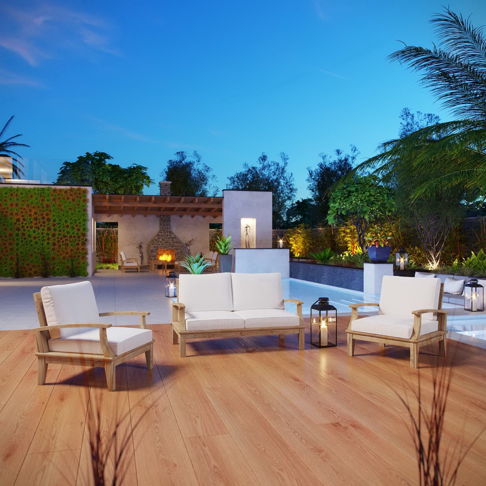 Modway Marina 3 Piece Outdoor Patio Teak Set