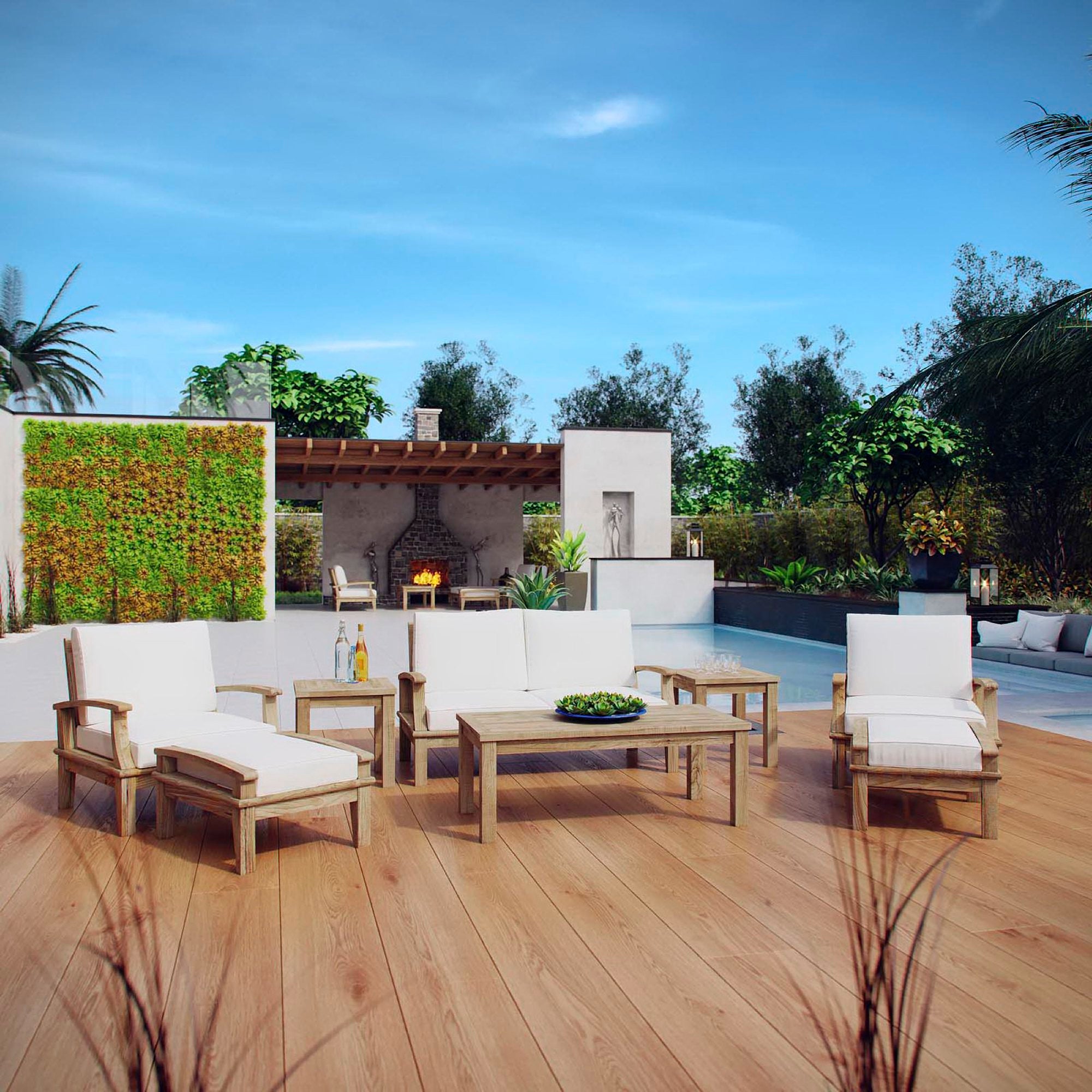 Modway Marina 8 Piece Outdoor Patio Teak Set