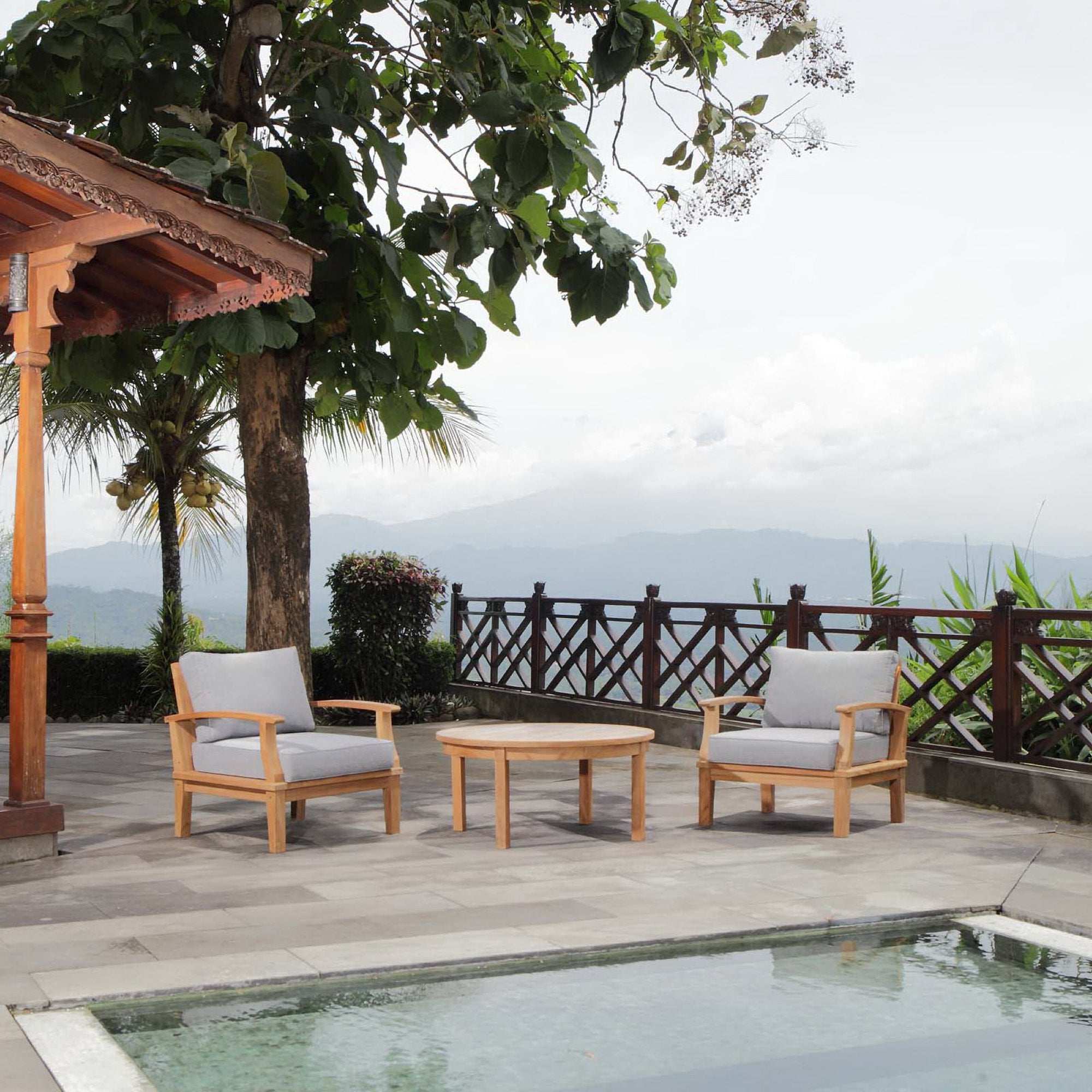 Modway Marina 3 Piece Outdoor Patio Teak Set