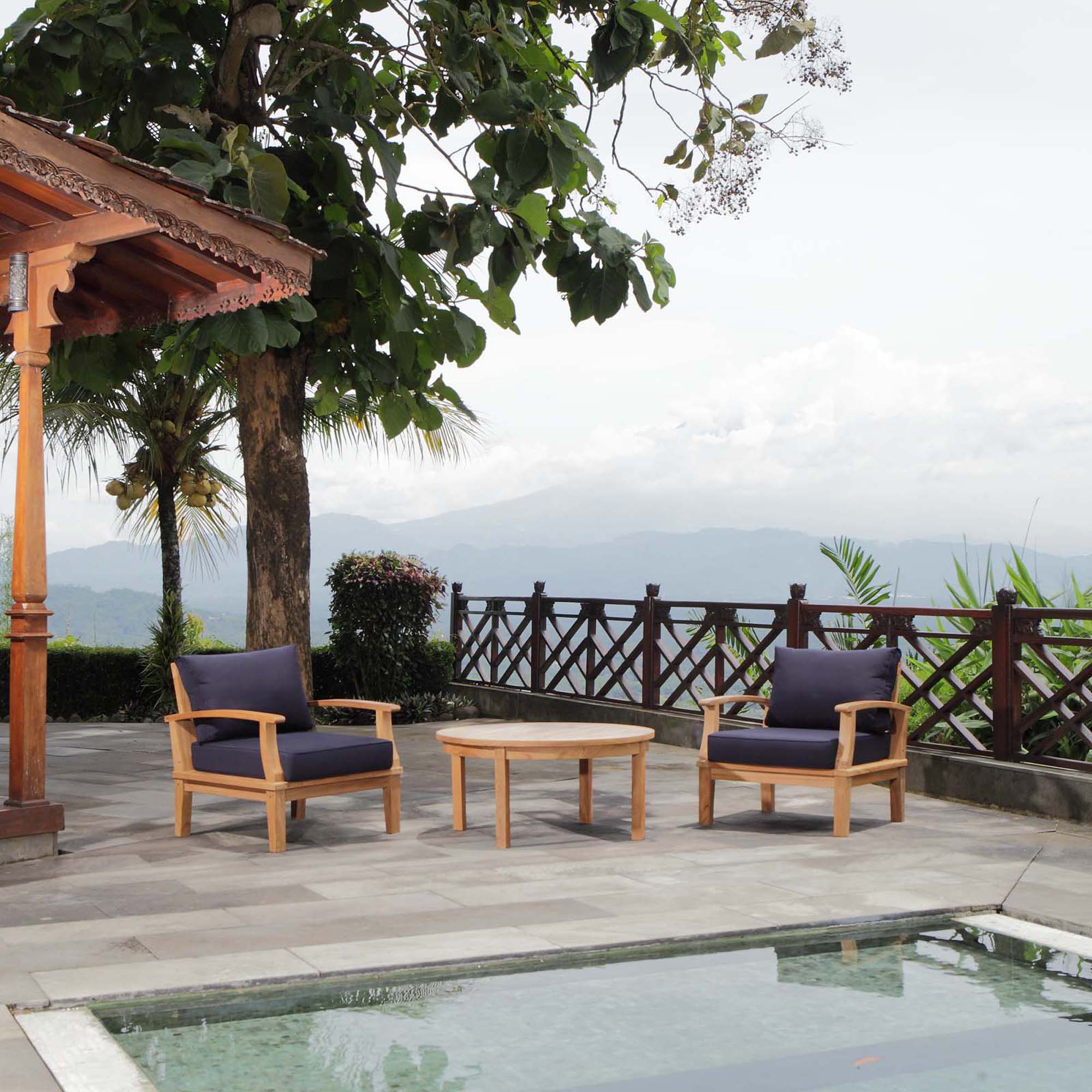 Modway Marina 3 Piece Outdoor Patio Teak Set