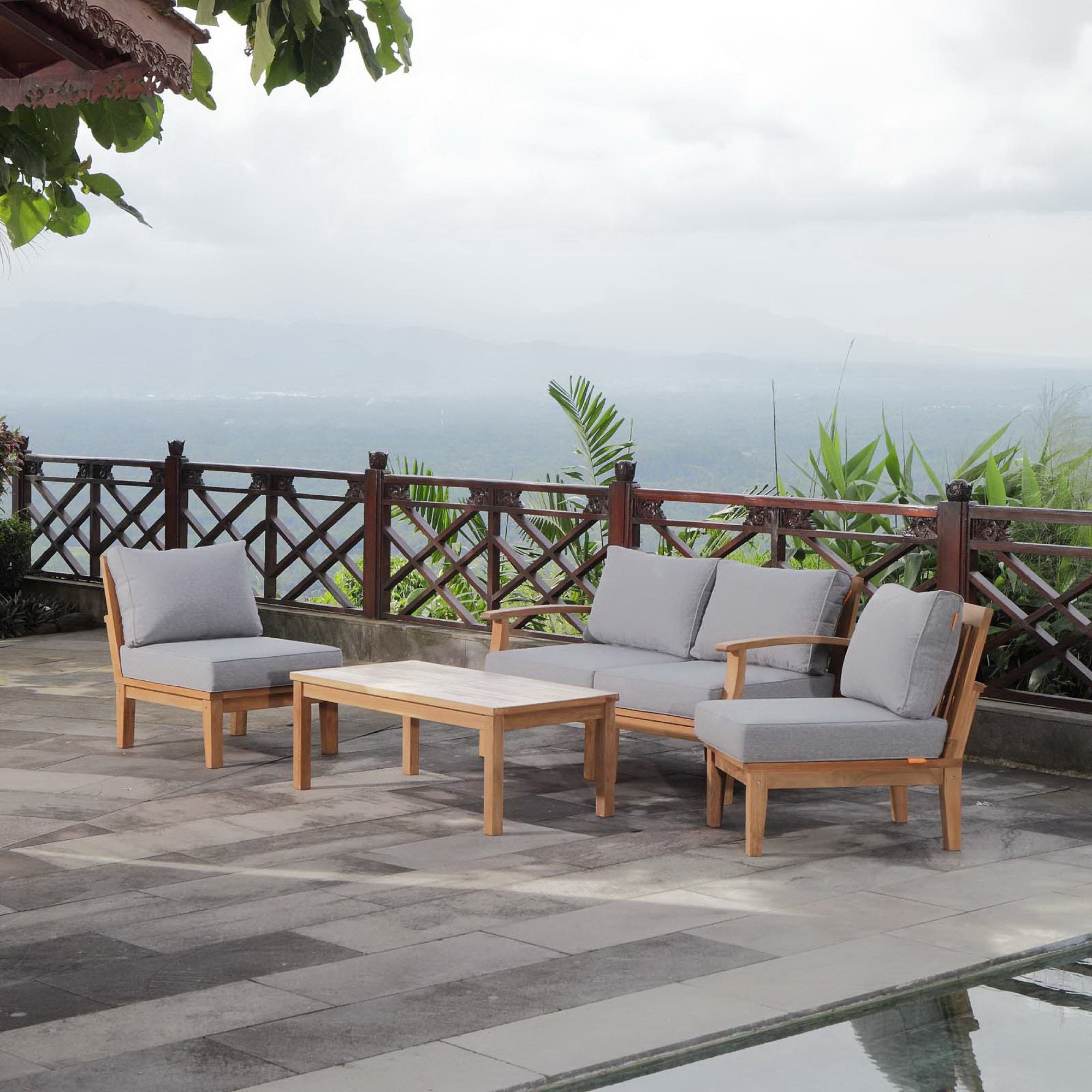 Modway Marina 5 Piece Outdoor Patio Teak Set