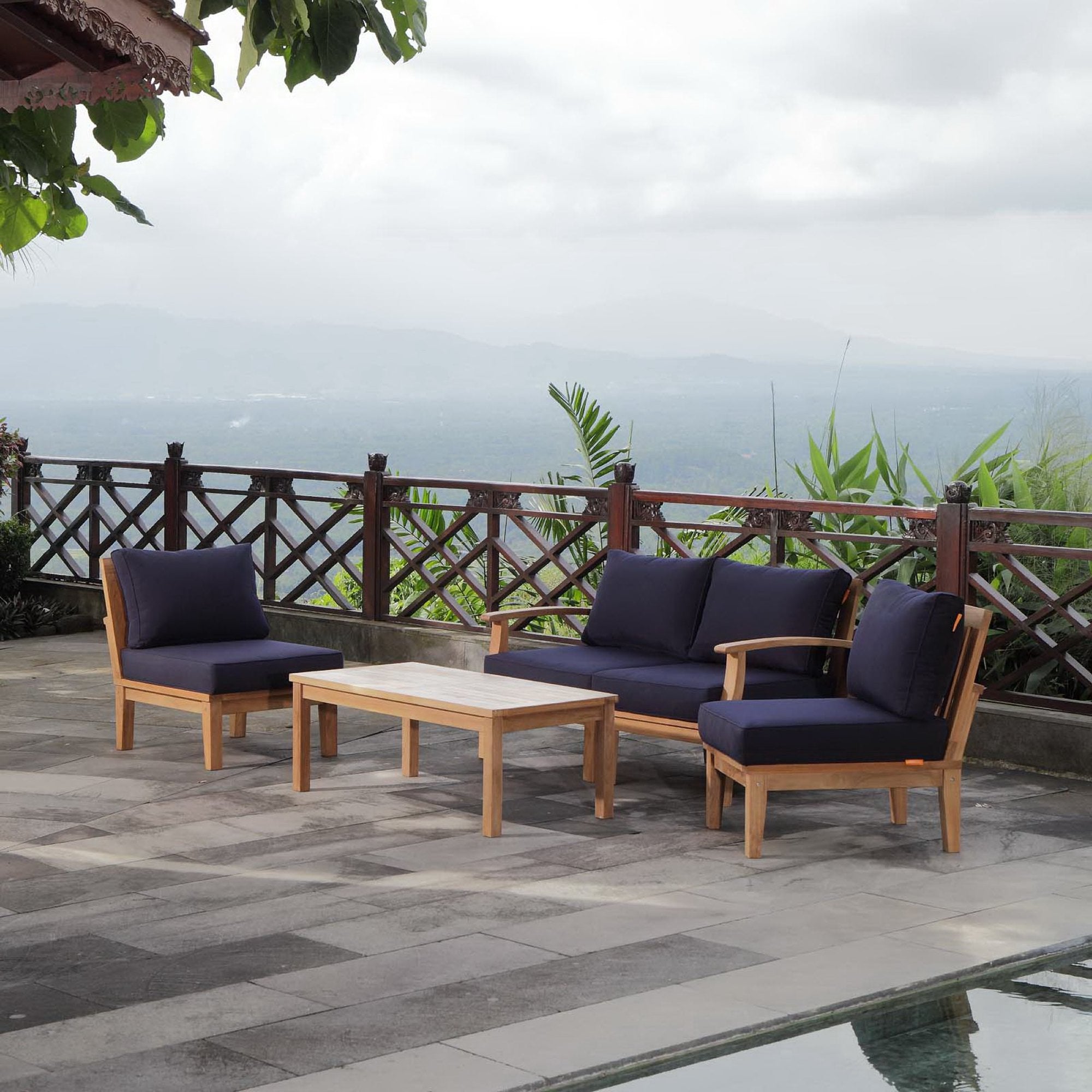 Modway Marina 5 Piece Outdoor Patio Teak Set
