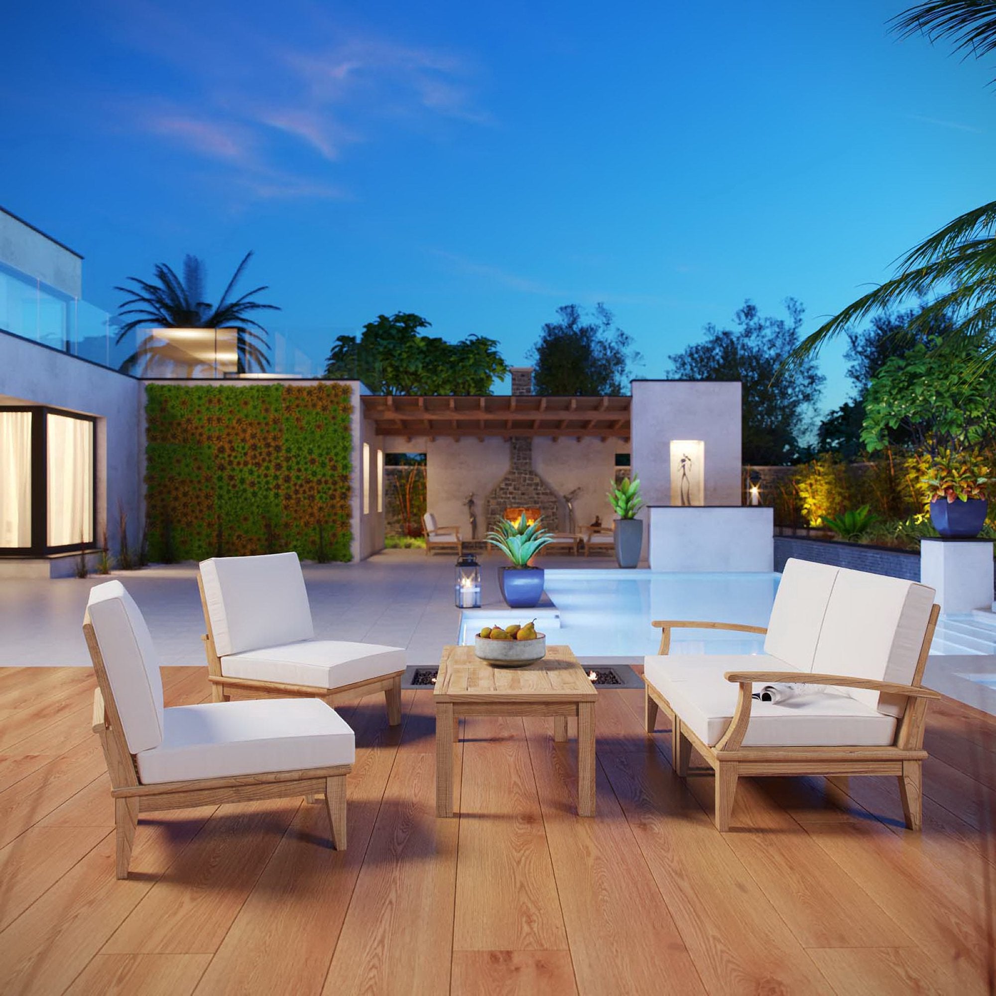 Modway Marina 5 Piece Outdoor Patio Teak Set