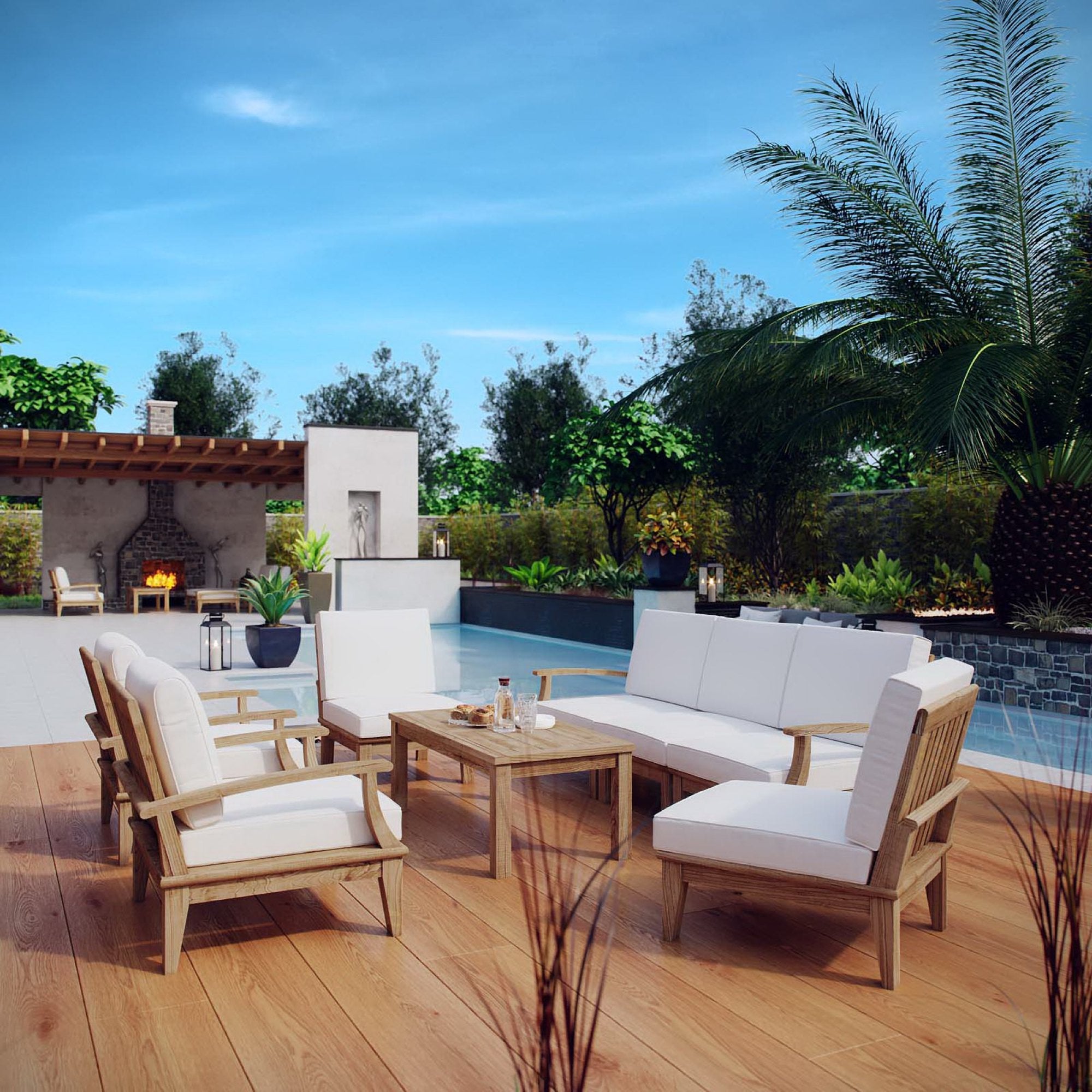 Modway Marina 8 Piece Outdoor Patio Teak Set