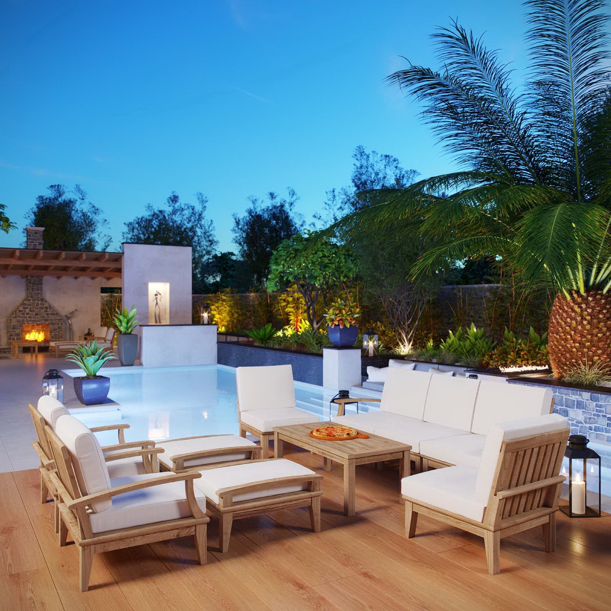 Modway Marina 10 Piece Outdoor Patio Teak Set