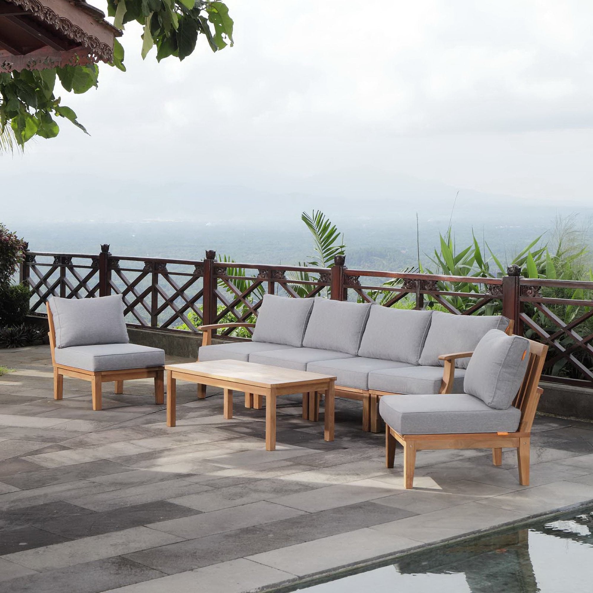 Modway Marina 7 Piece Outdoor Patio Teak Set