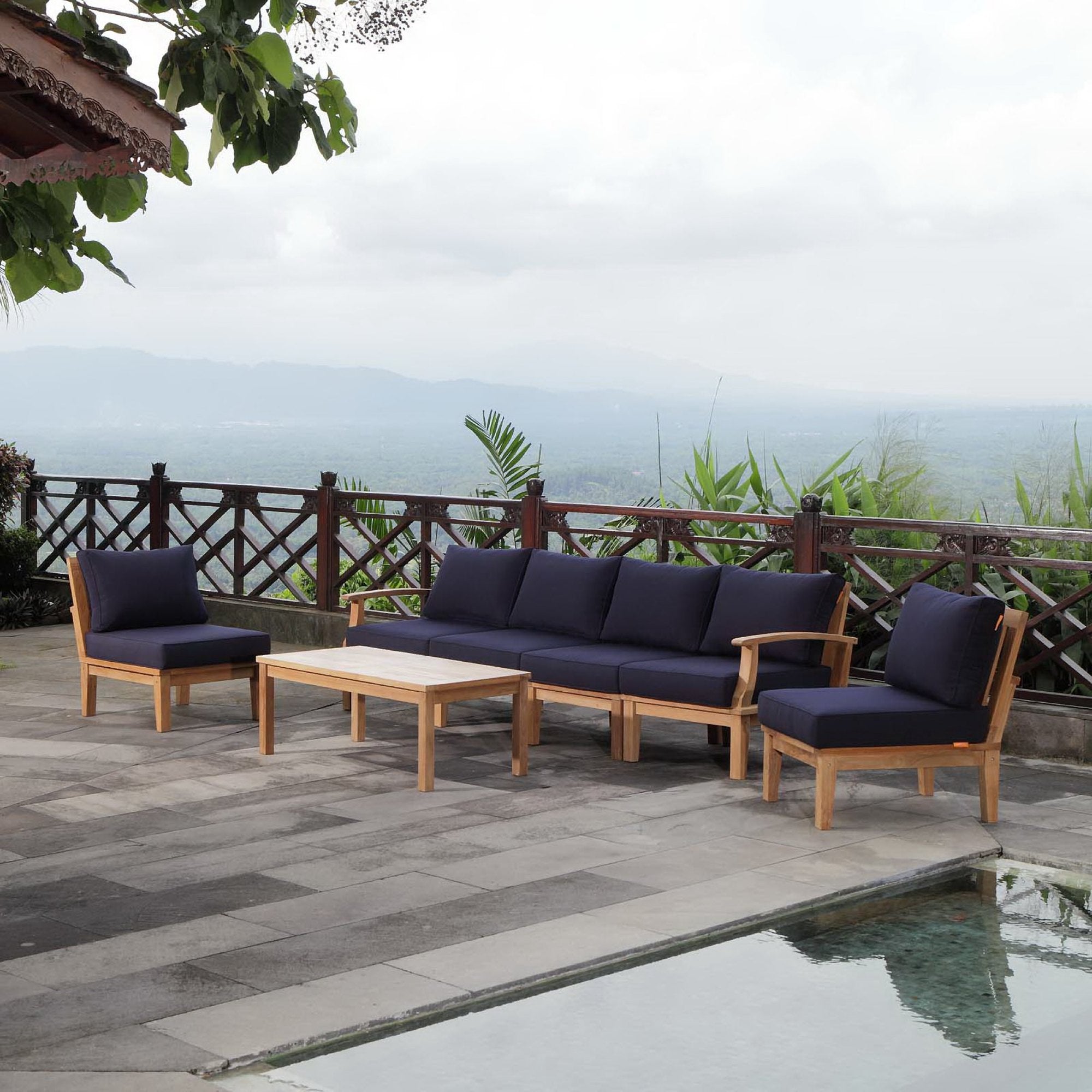 Modway Marina 7 Piece Outdoor Patio Teak Set