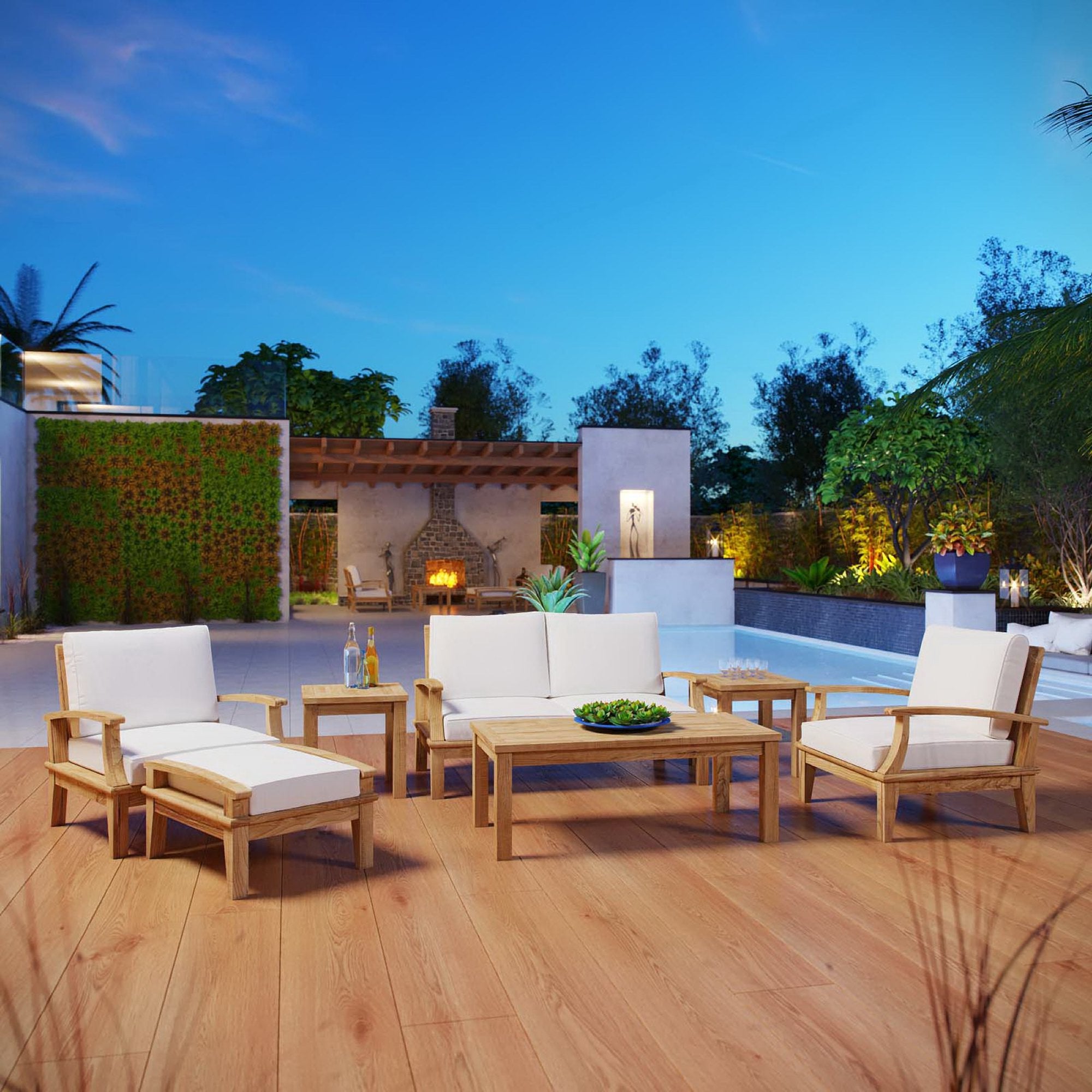 Modway Marina 7 Piece Outdoor Patio Teak Set