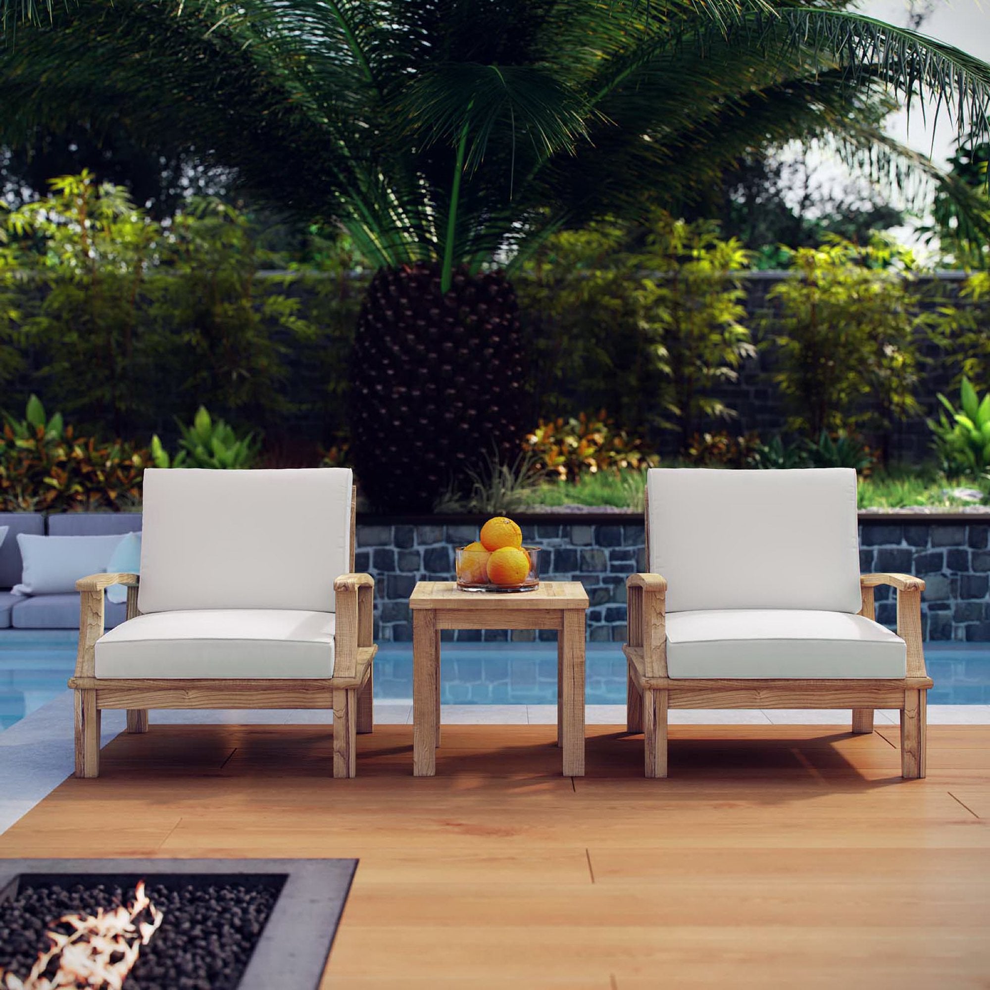 Modway Marina 3 Piece Outdoor Patio Teak Set
