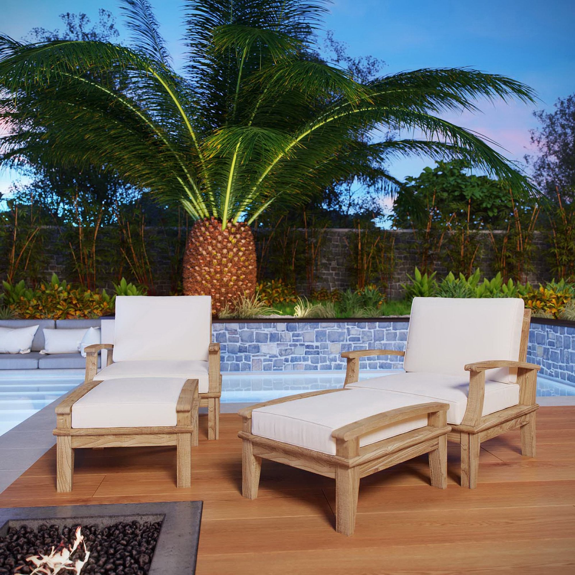 Modway Marina 4 Piece Outdoor Patio Teak Set