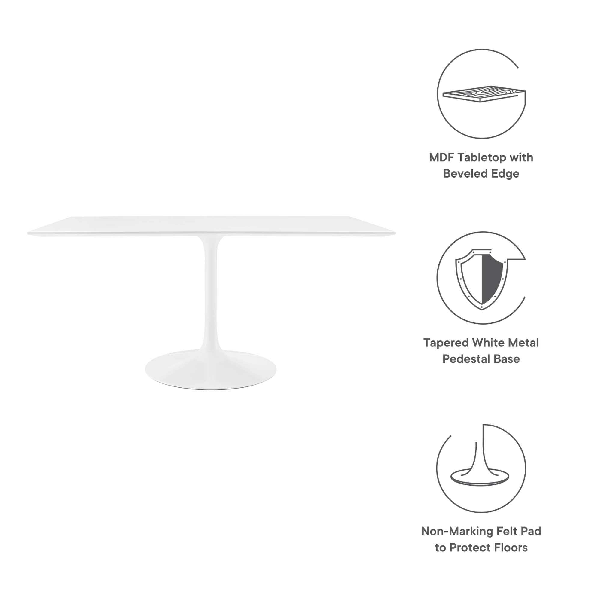 Modway Lippa 60" Rectangle Wood Dining Table
