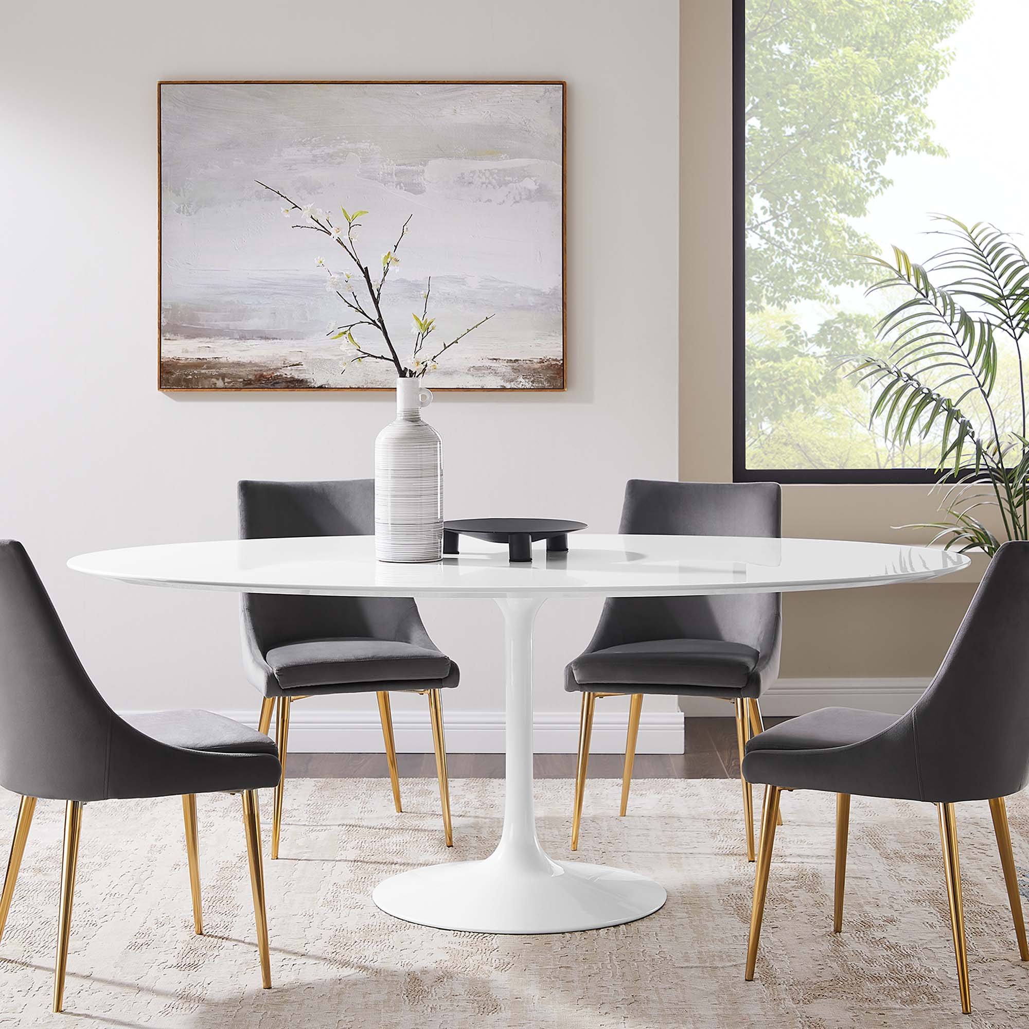 Modway Lippa 78" Oval Wood Dining Table