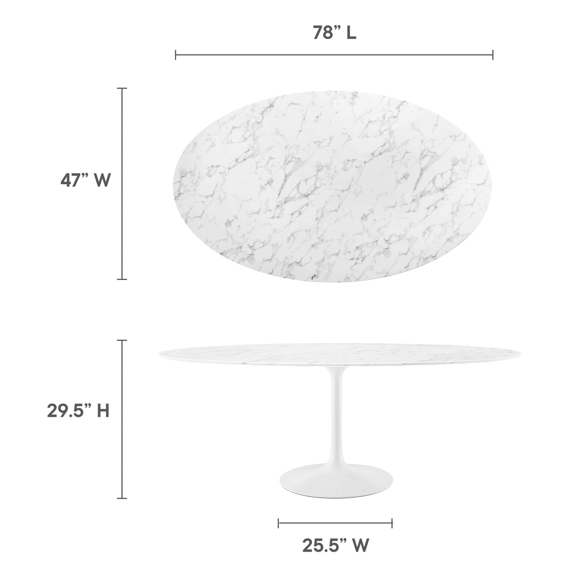 Modway Lippa 78" Oval Faux Marble Dining Table