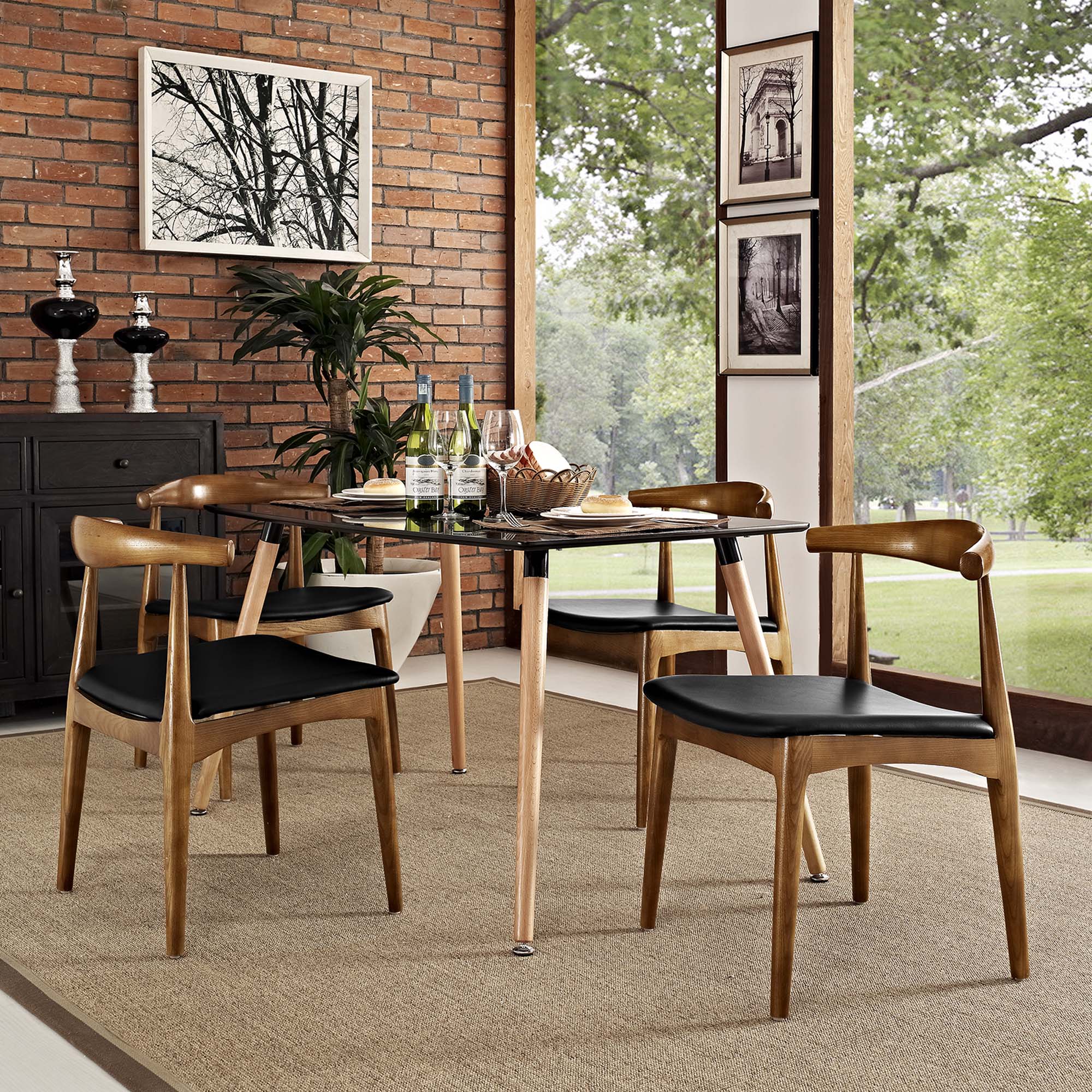 Modway Tracy Wood Dining Chairs Set of 4