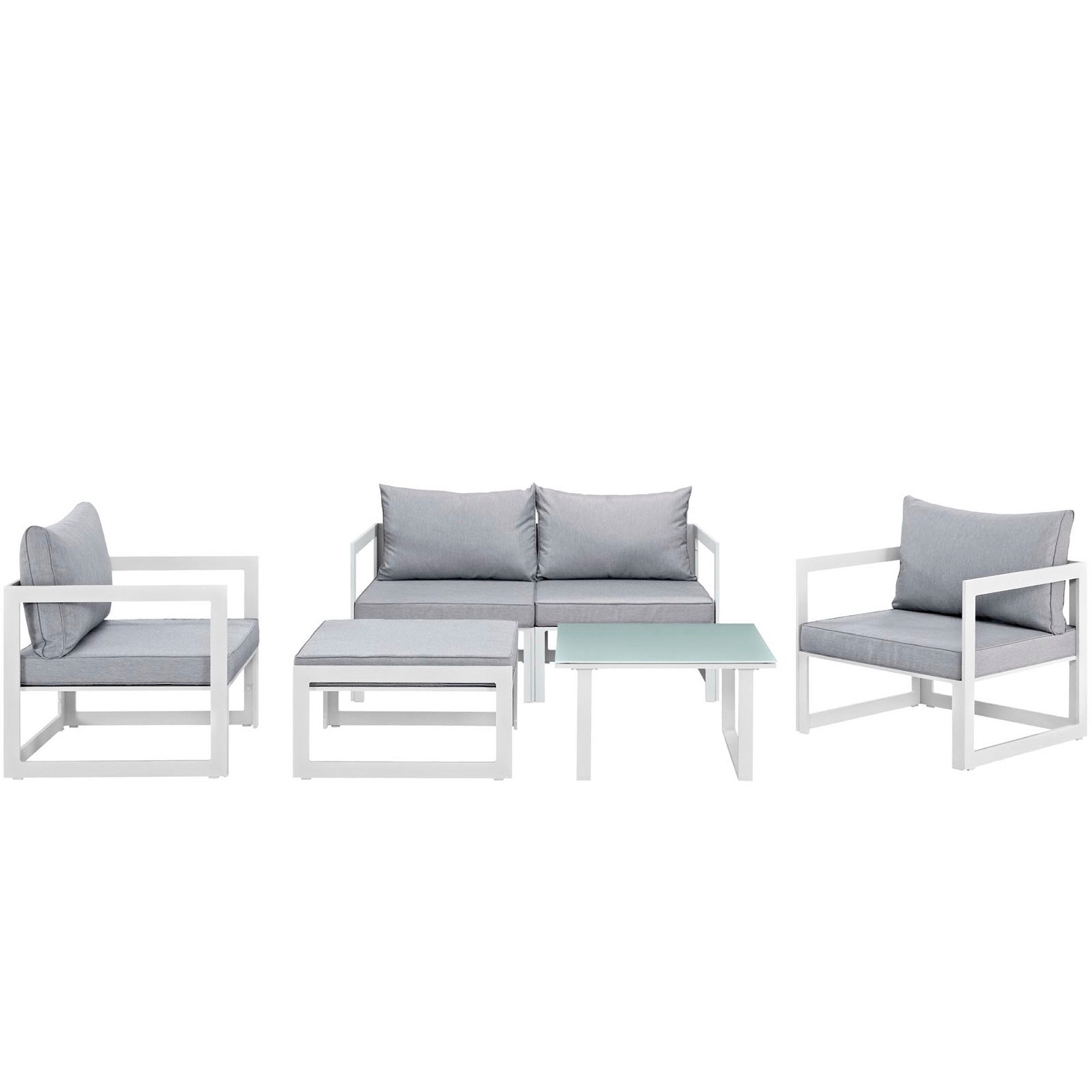 Modway Fortuna 6 Piece Outdoor Patio Sectional Sofa Set