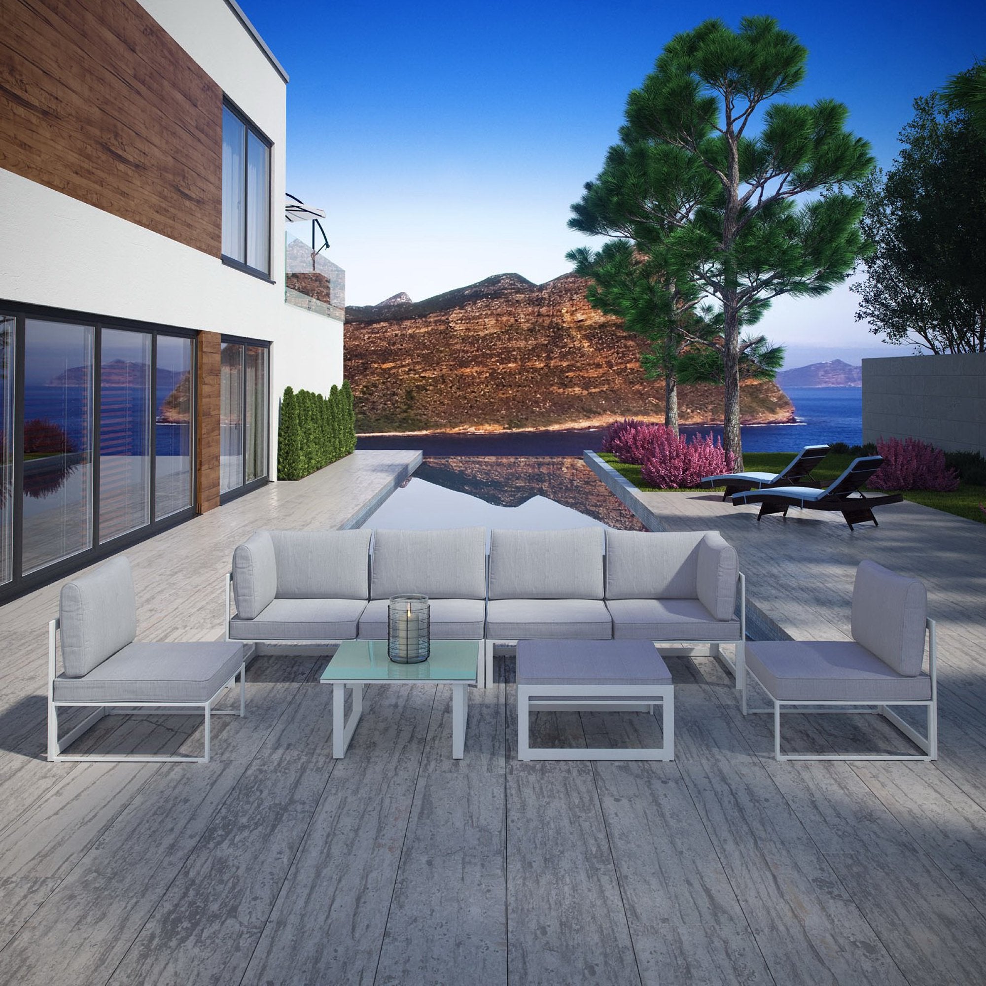 Modway Fortuna 8 Piece Outdoor Patio Sectional Sofa Set