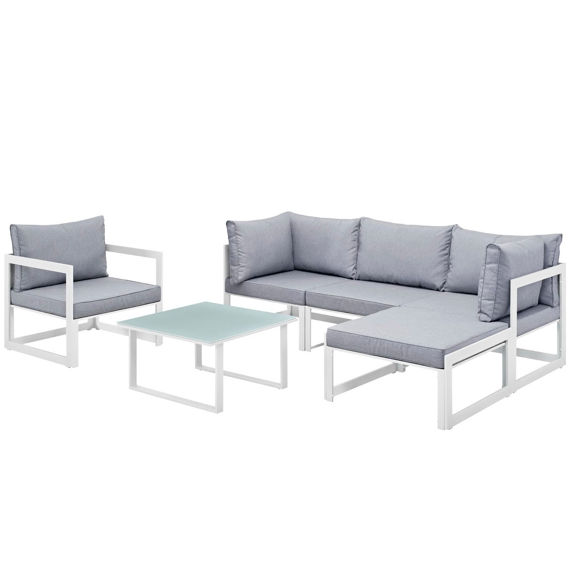 Modway Fortuna 6 Piece Outdoor Patio Sectional Sofa Set