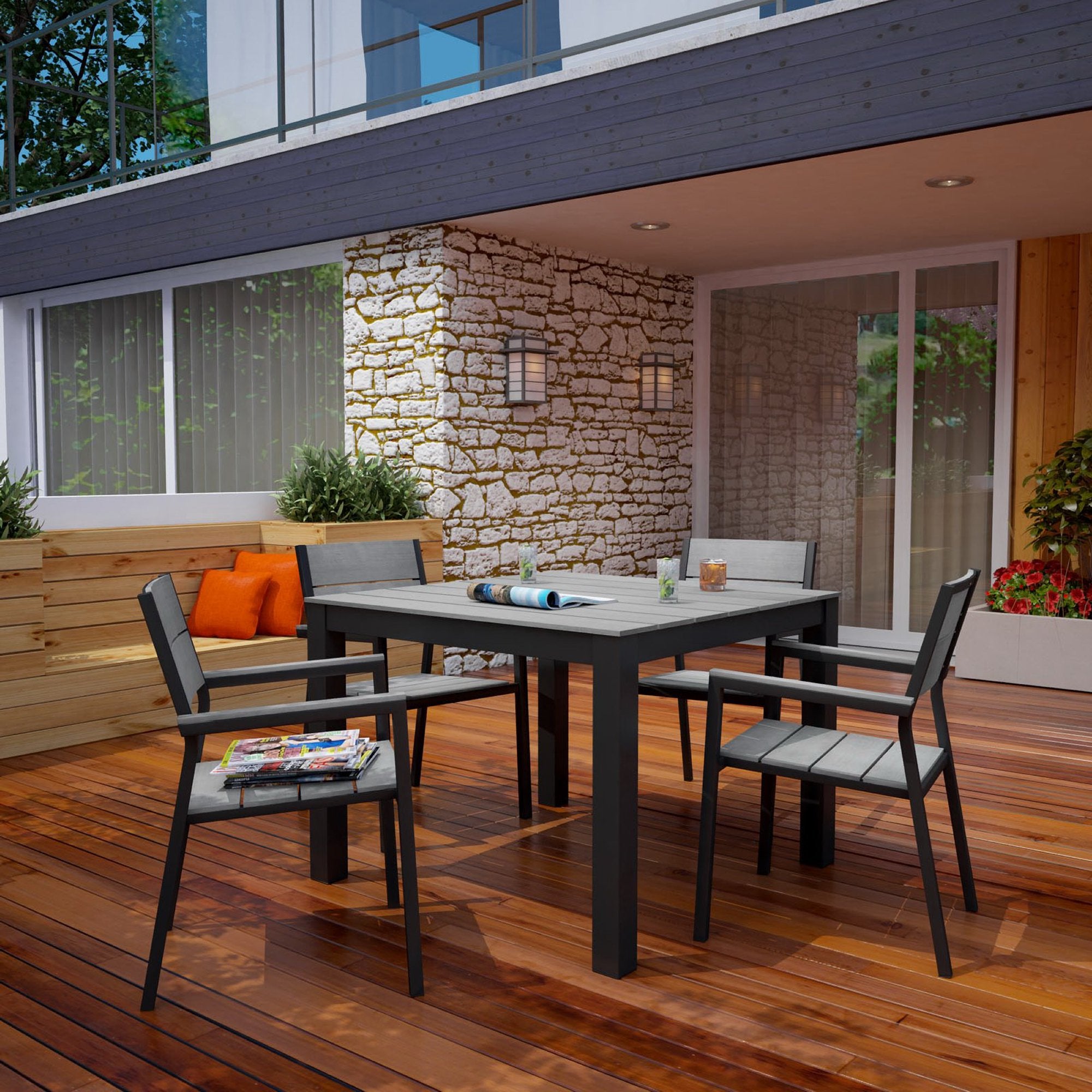 Modway Maine 5 Piece Outdoor Patio Dining Set