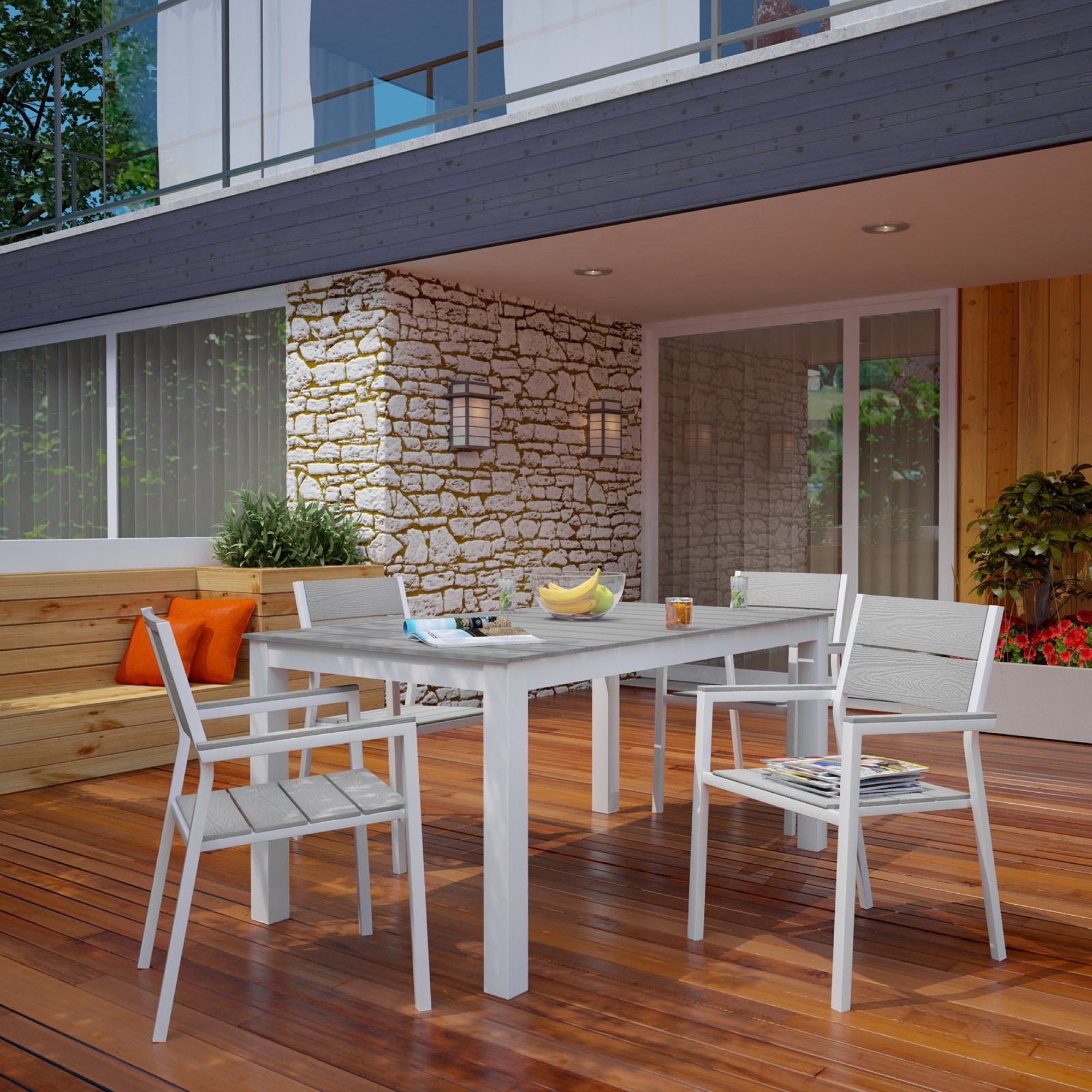 Modway Maine 5 Piece Outdoor Patio Dining Set