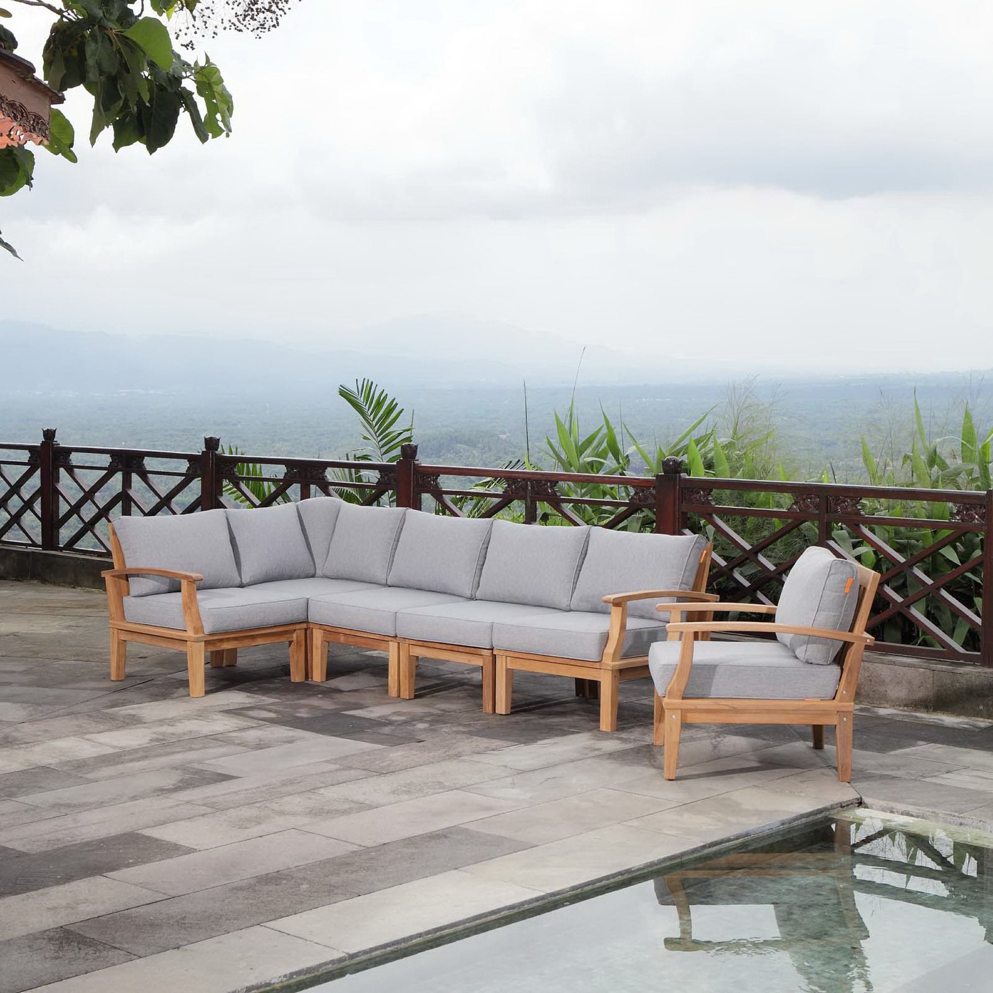 Modway Marina 6 Piece Outdoor Patio Teak Set