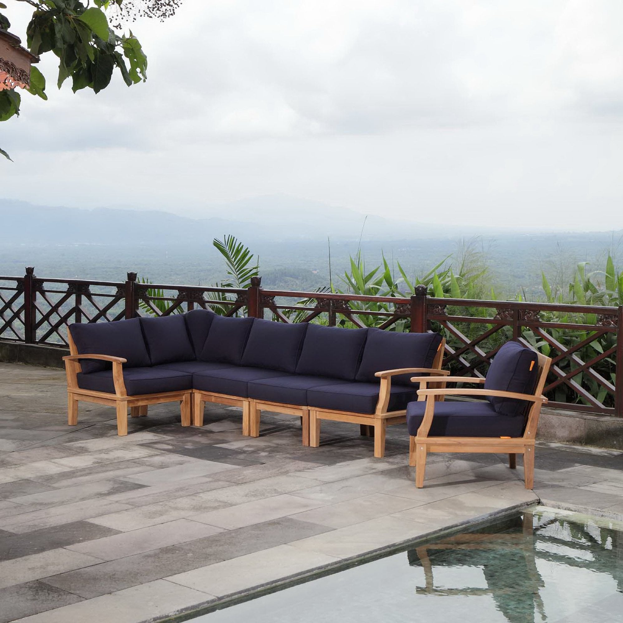 Modway Marina 6 Piece Outdoor Patio Teak Set
