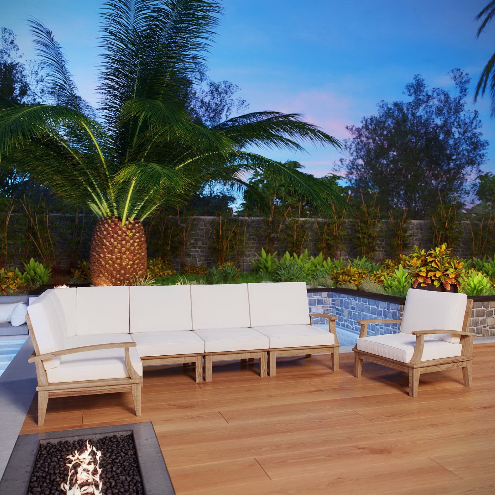 Modway Marina 6 Piece Outdoor Patio Teak Set
