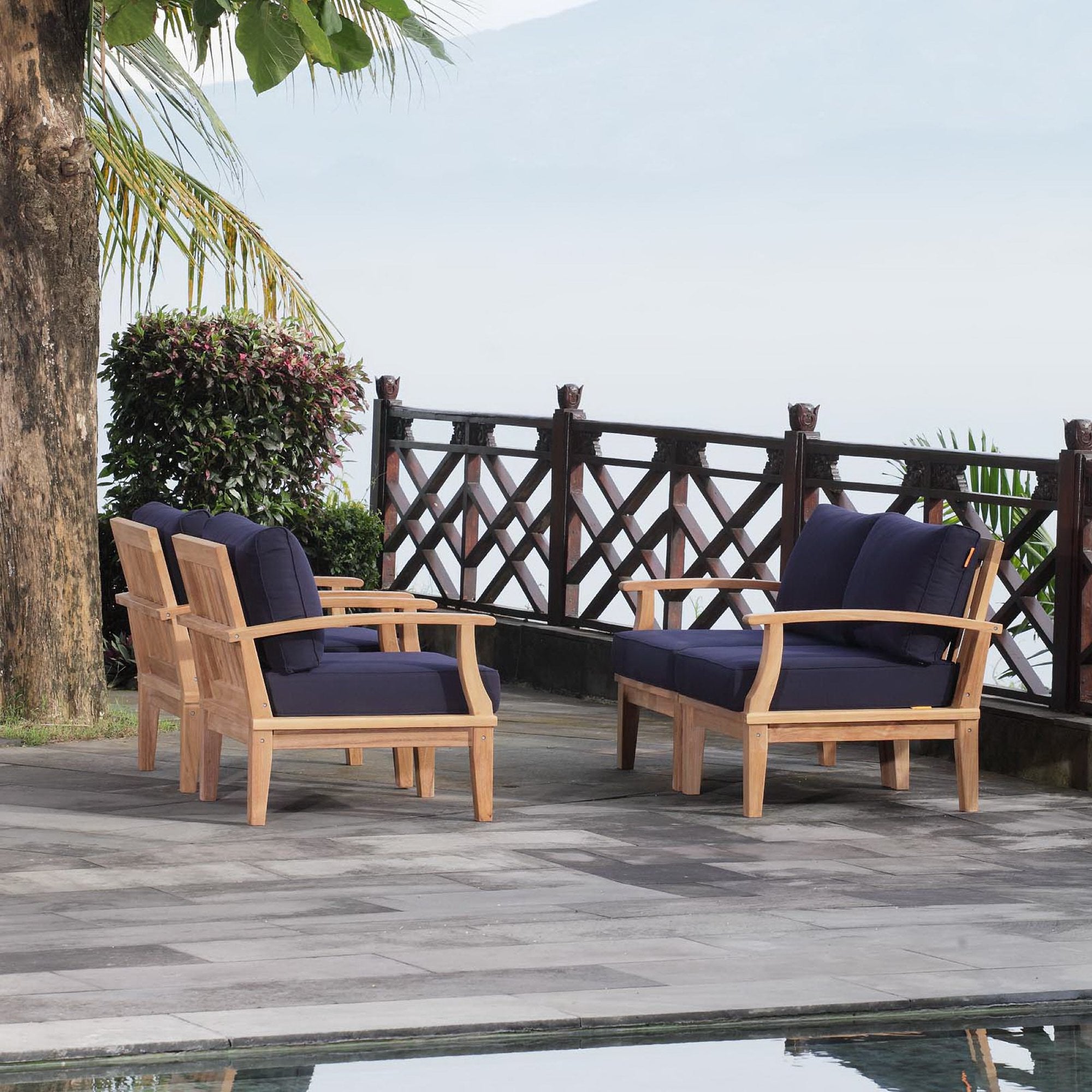 Modway Marina 4 Piece Outdoor Patio Teak Set
