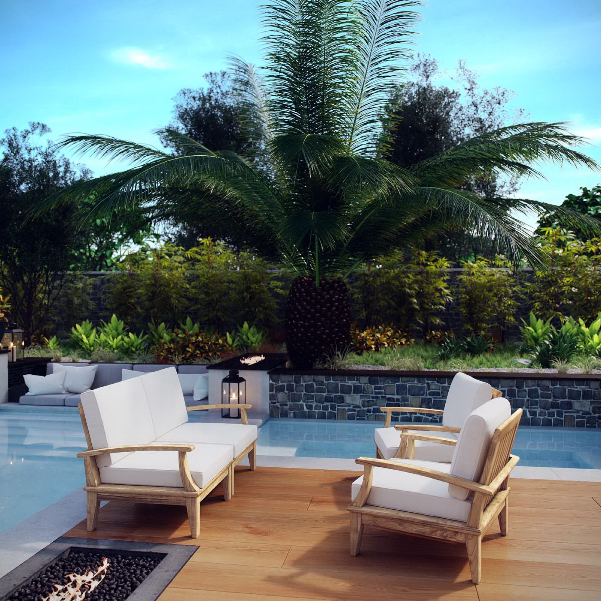 Modway Marina 4 Piece Outdoor Patio Teak Set