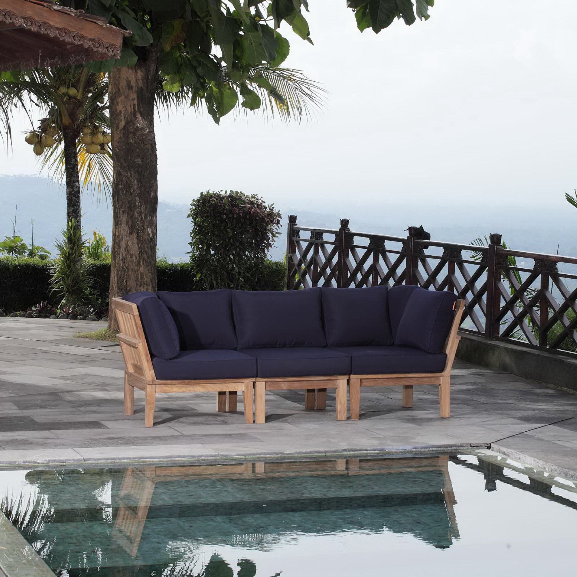 Modway Marina 3 Piece Outdoor Patio Teak Set