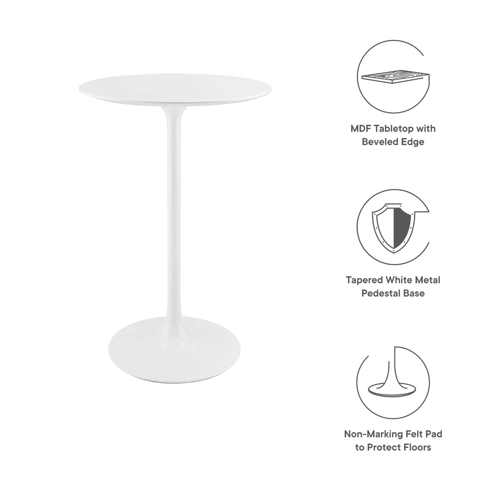 Modway Lippa 28" Round Wood Bar Table