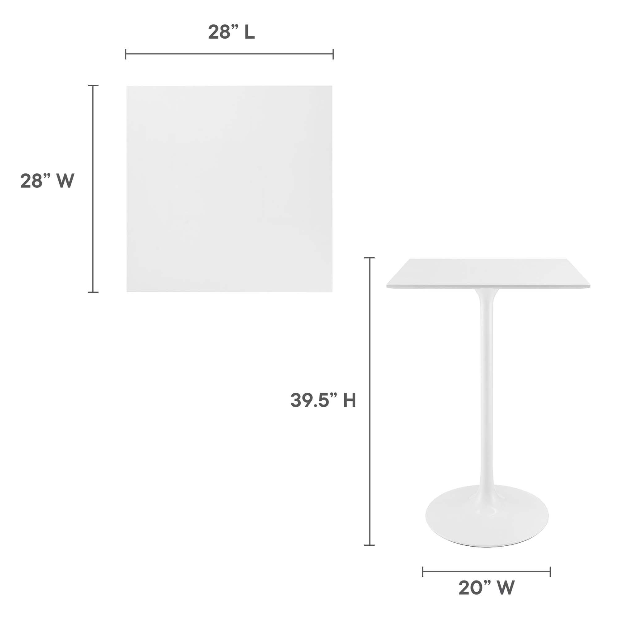 Modway Lippa 28" Square Wood Bar Table