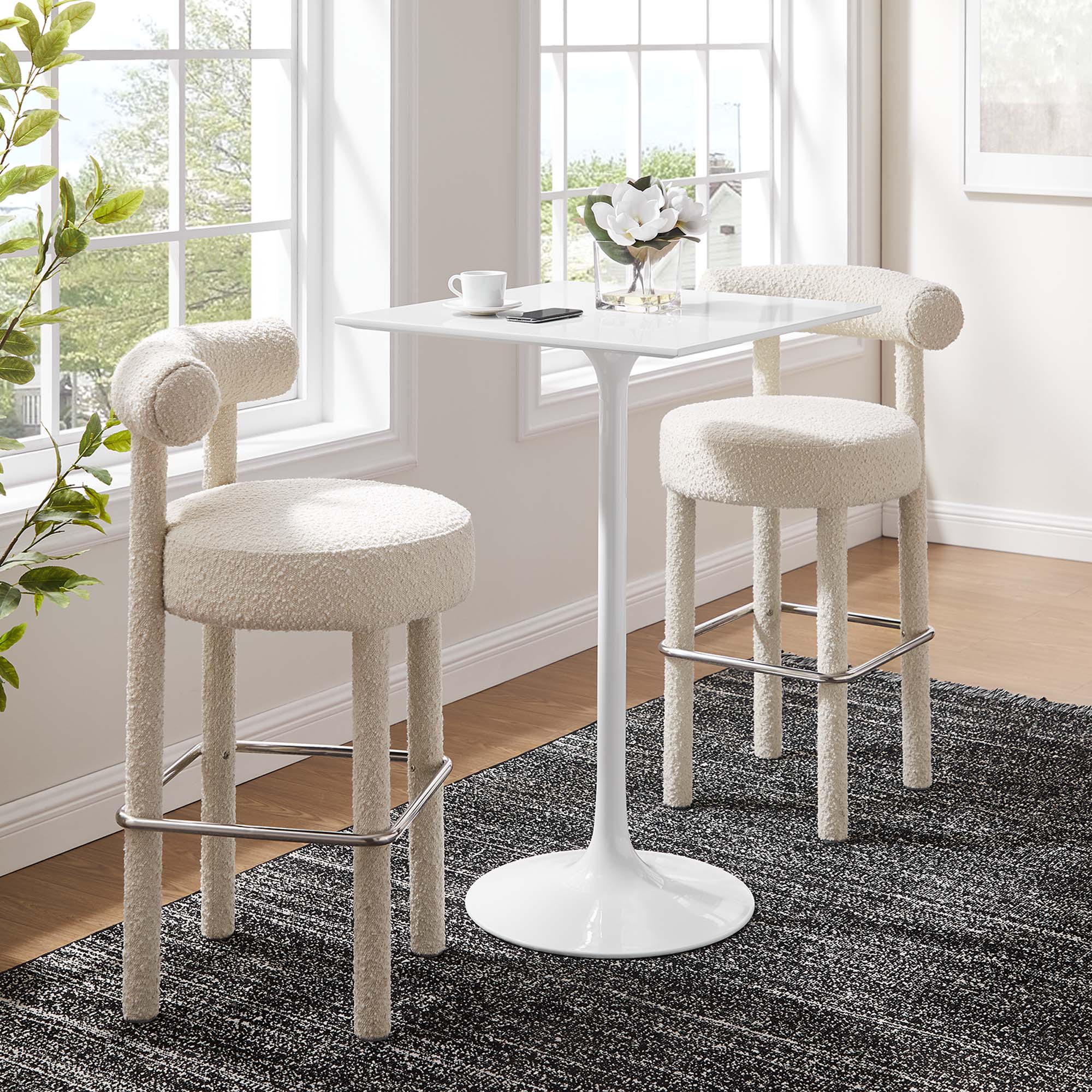 Modway Lippa 28" Square Wood Bar Table