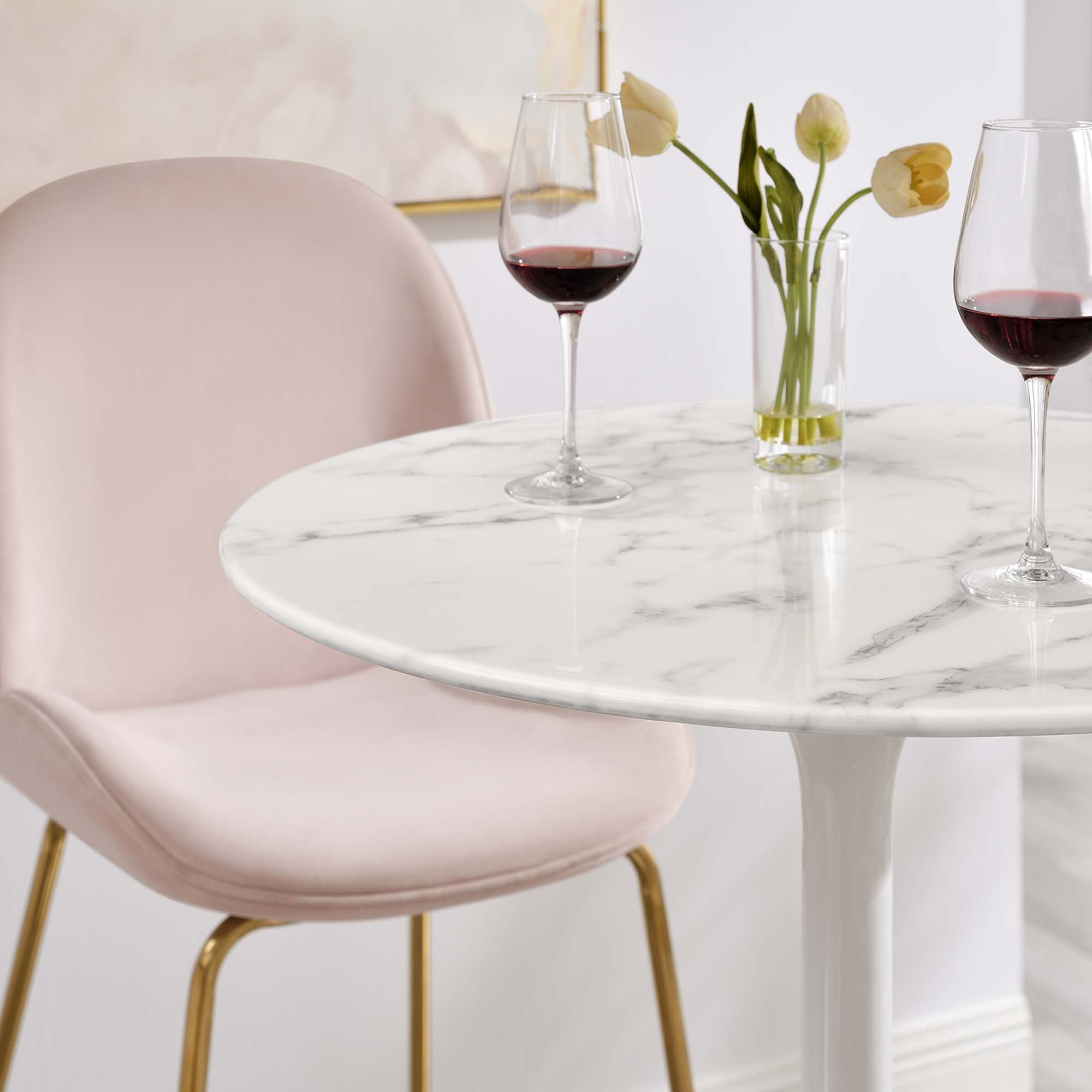 Modway Lippa 28" Round Faux Marble Bar Table
