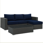 Modway Sojourn 3 Piece Outdoor Patio Sunbrella® Sectional Set