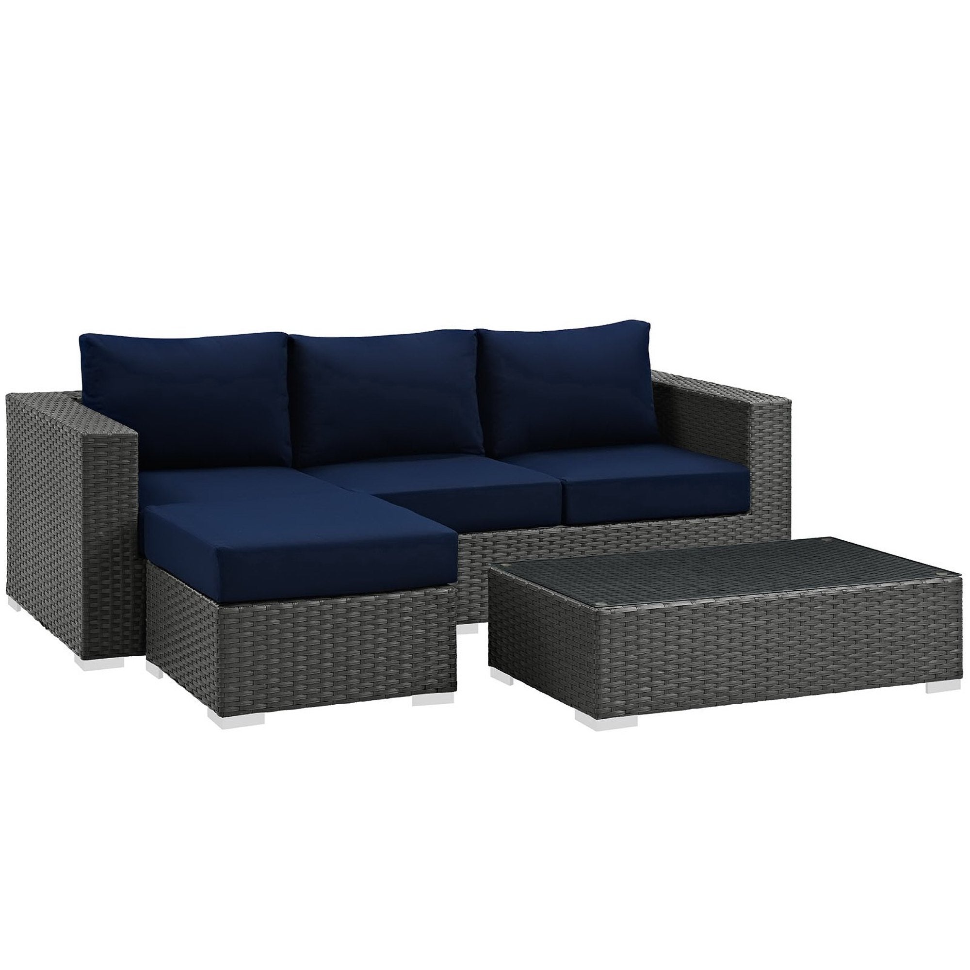 Modway Sojourn 3 Piece Outdoor Patio Sunbrella® Sectional Set